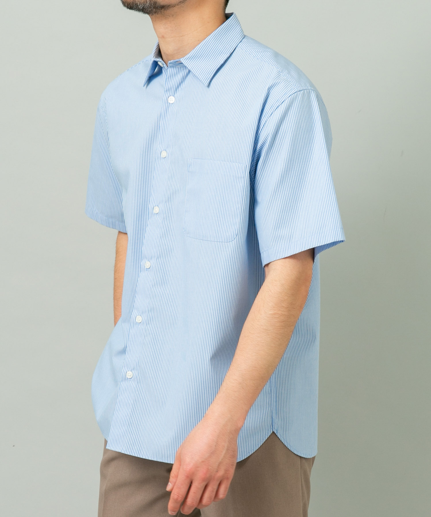 『XLサイズあり』アーバンリラックスブロード半袖シャツ SAX S