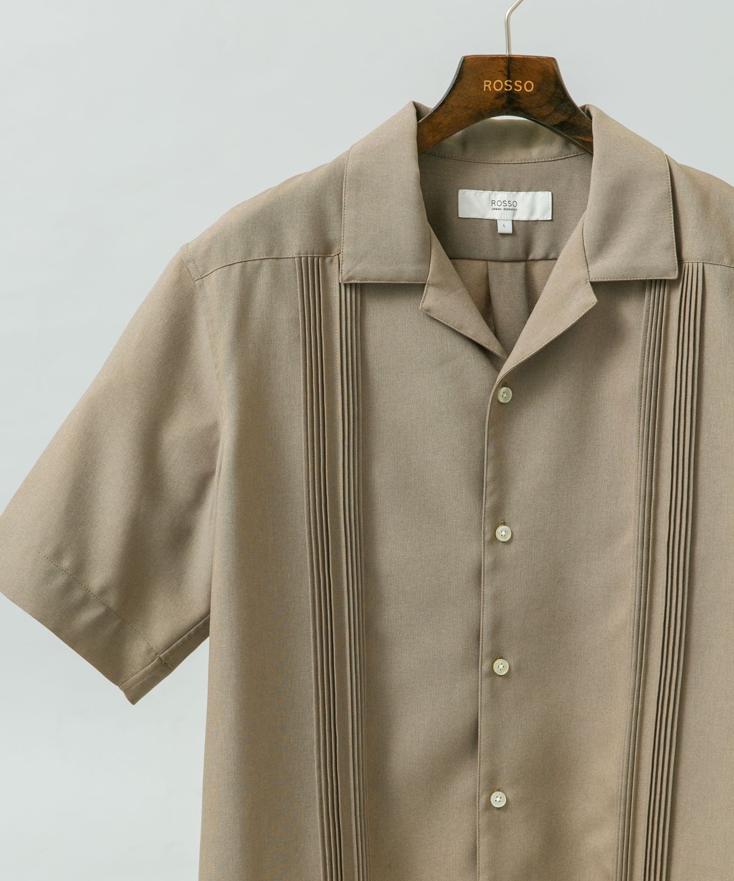 『セットアップ対応』『防シワ』サマーウール調キューバシャツ BEIGE M