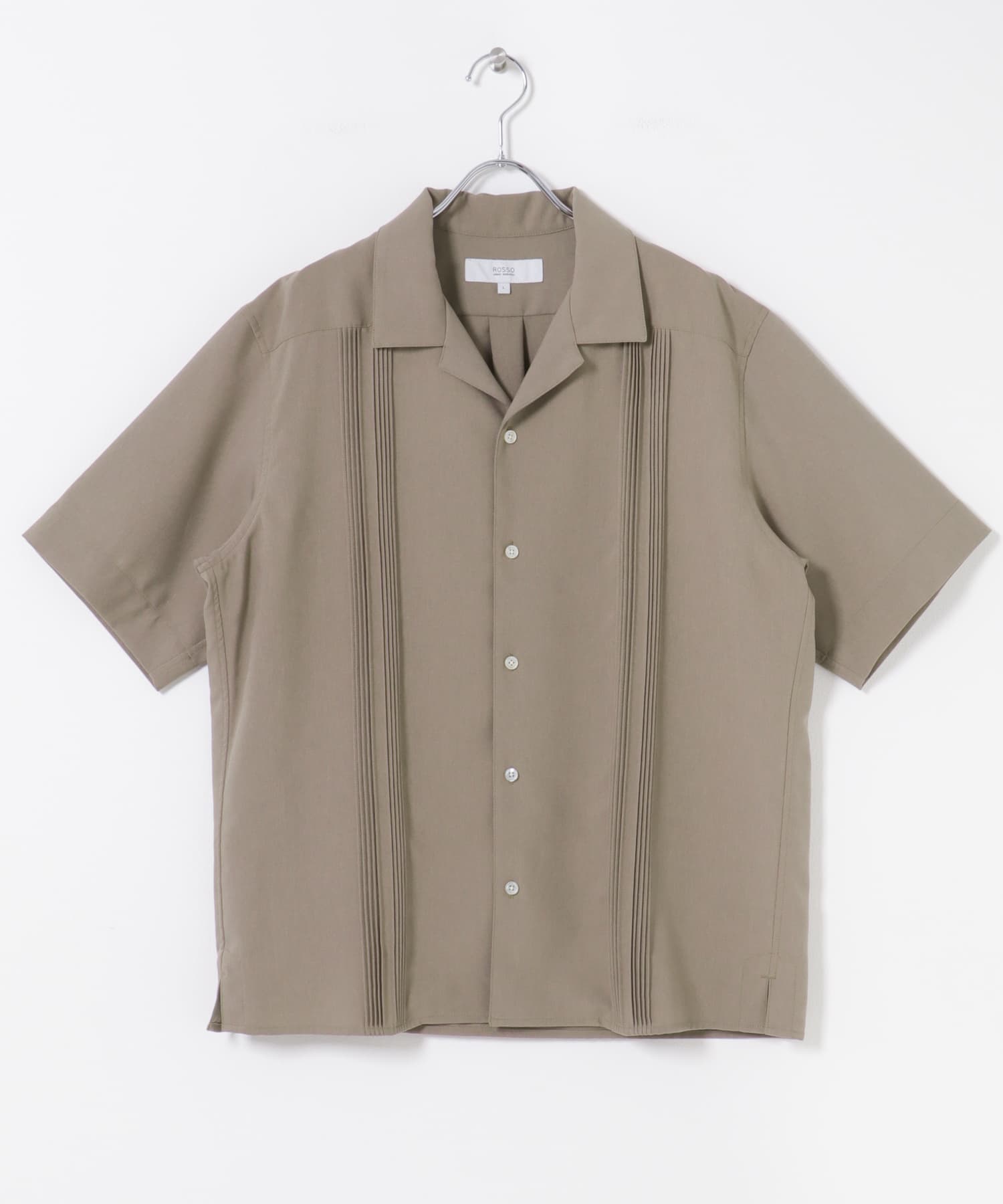 『セットアップ対応』『防シワ』サマーウール調キューバシャツ BEIGE M