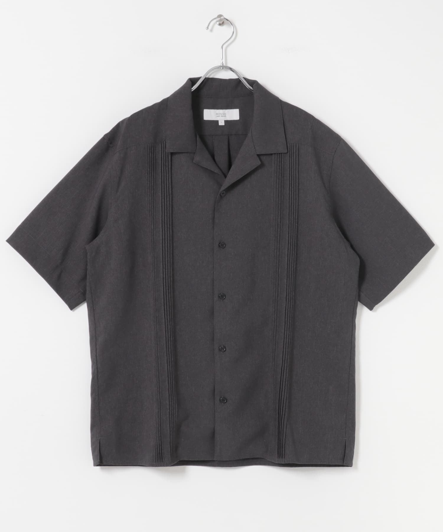 『セットアップ対応』『防シワ』サマーウール調キューバシャツ GRAY M