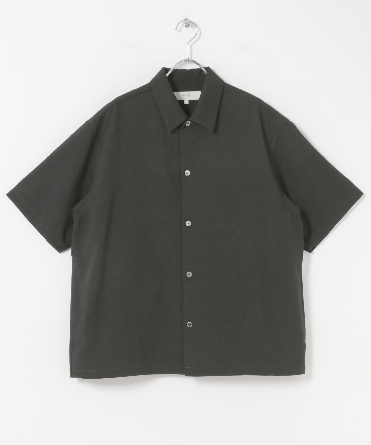 『セットアップ対応』『防シワ』サマーウール調サイドポケットシャツ BLACK M