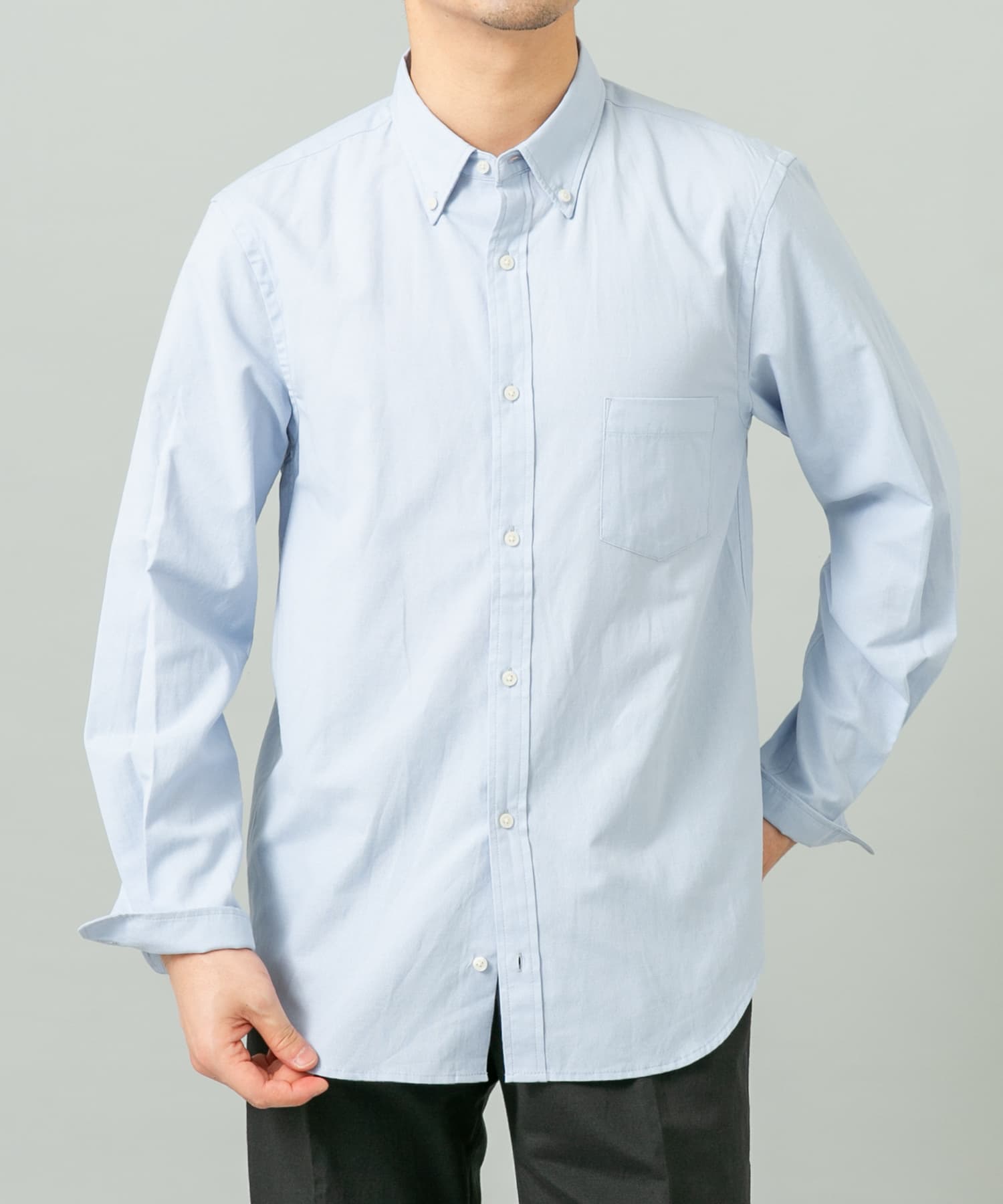 『WEB限定』『イージーケア』『XLサイズあり』ハイパフォーマンスリネンボタンダウンシャツ SAX S