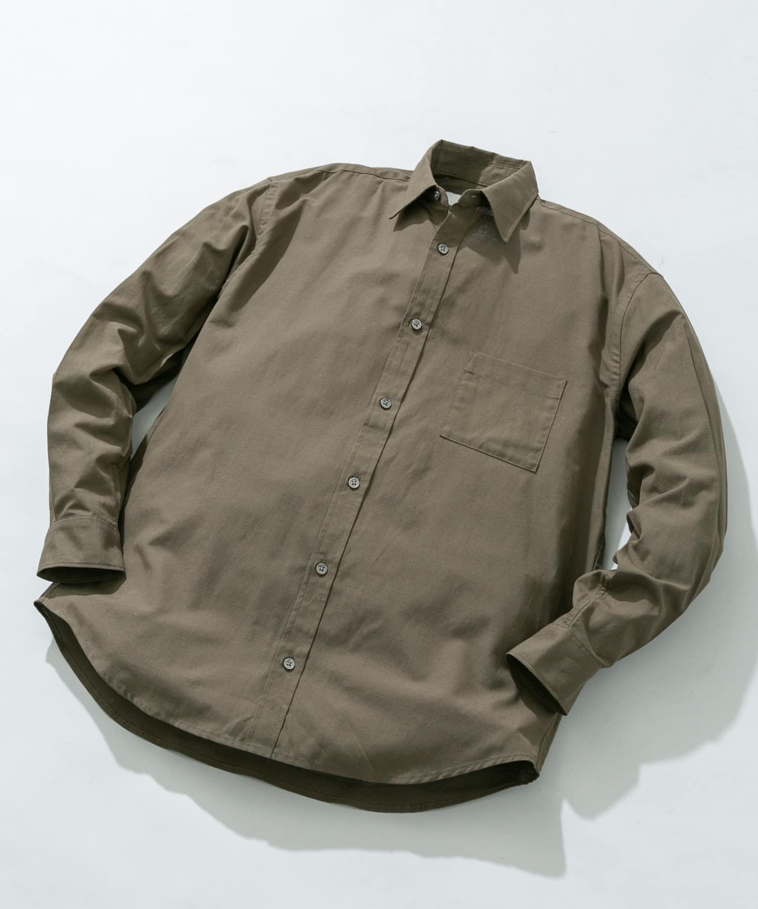 『WEB限定』『イージーケア』『XLサイズあり』アーバンリラックスリネンシャツ KHAKI S