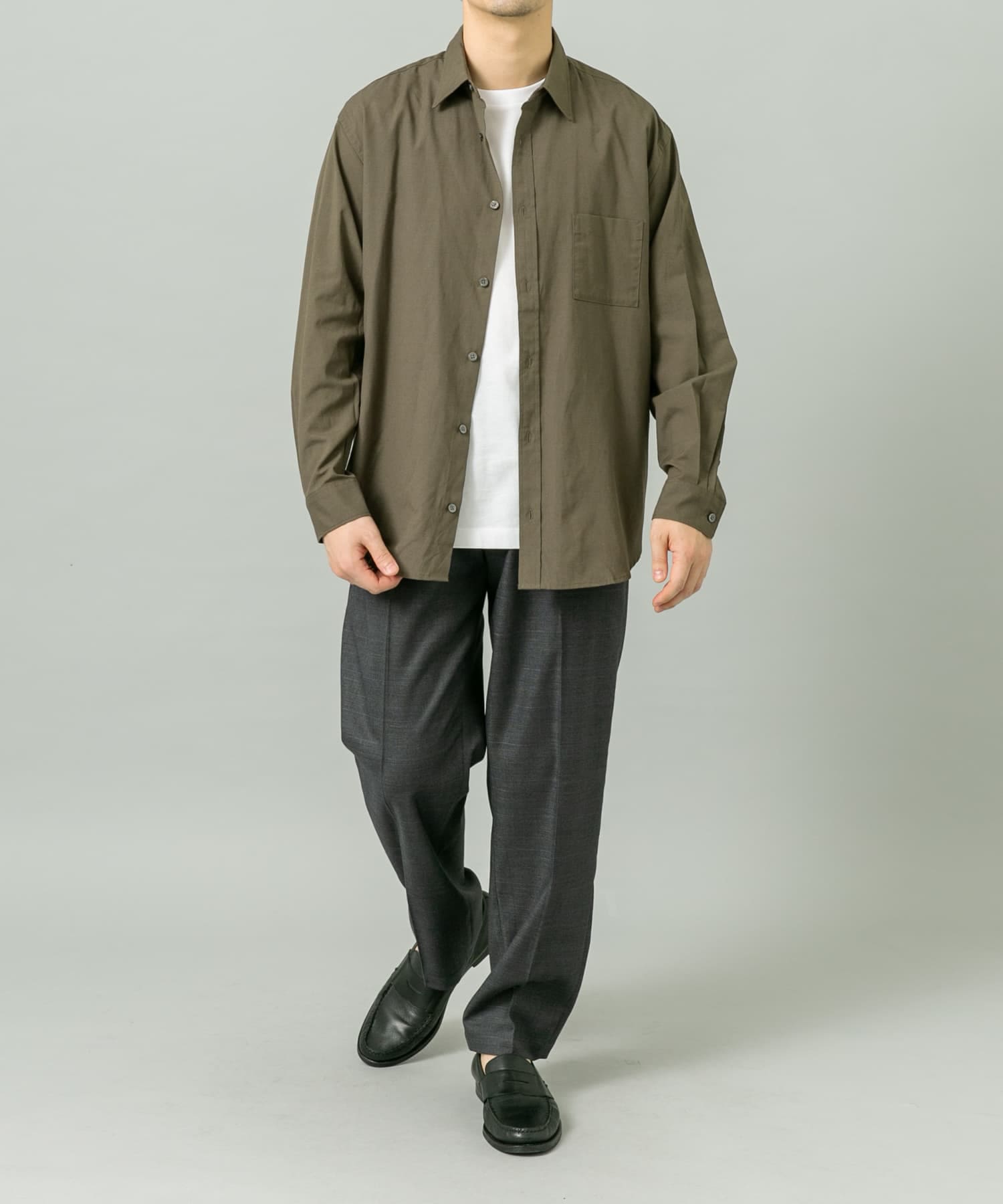 『WEB限定』『イージーケア』『XLサイズあり』アーバンリラックスリネンシャツ KHAKI M