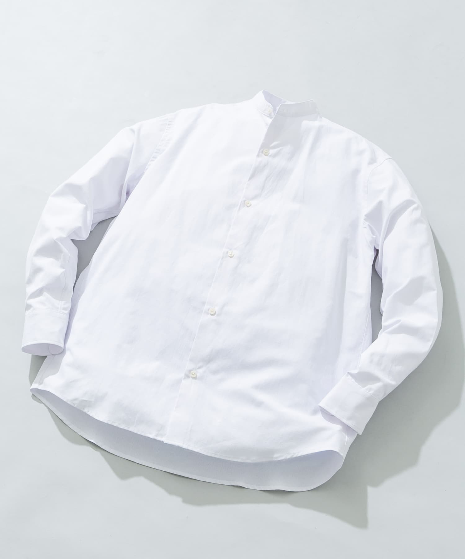 『WEB限定』『イージーケア』『XLサイズあり』アーバンリラックスリネンバンドシャツ WHITE S