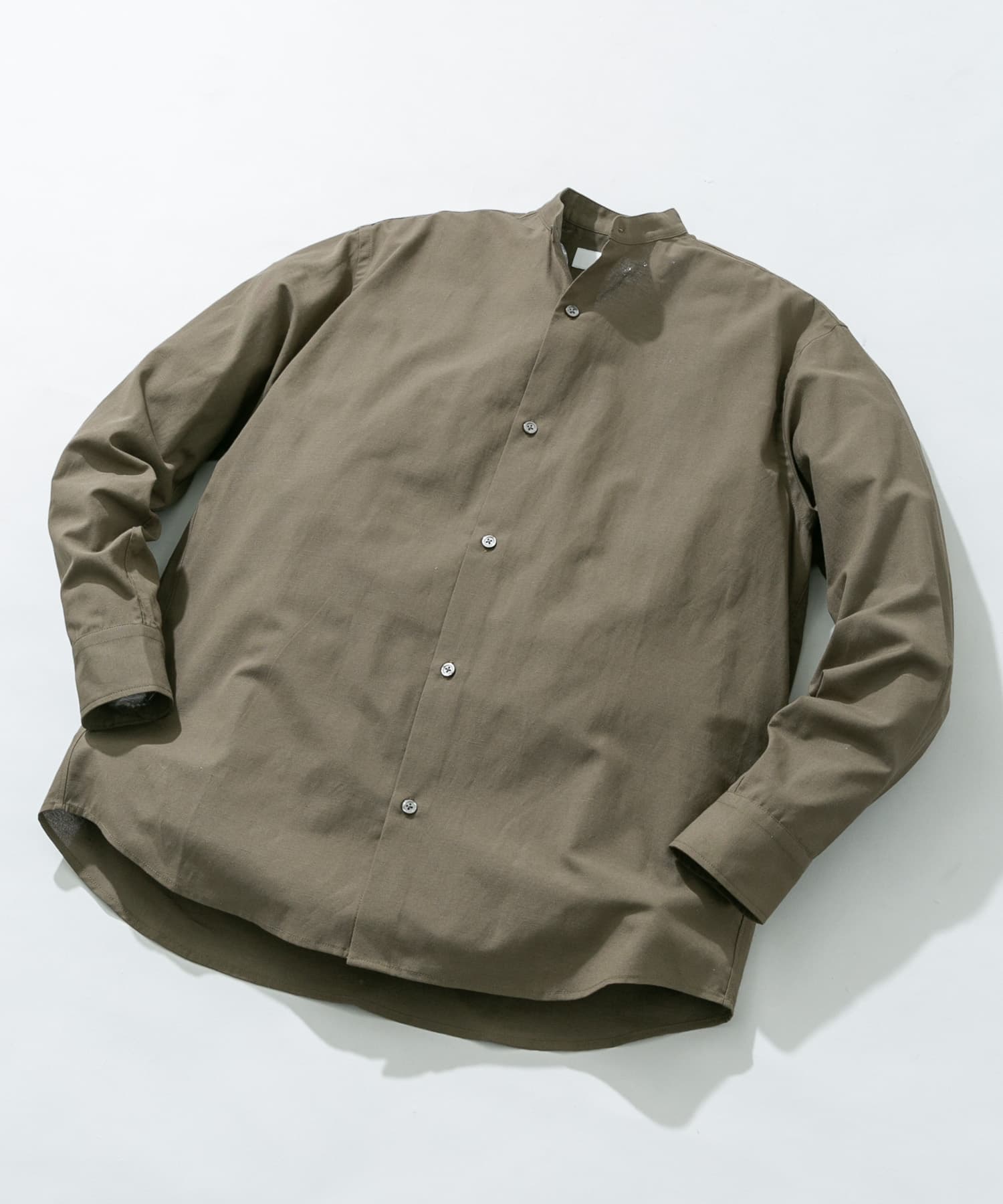 『WEB限定』『イージーケア』『XLサイズあり』アーバンリラックスリネンバンドシャツ KHAKI S