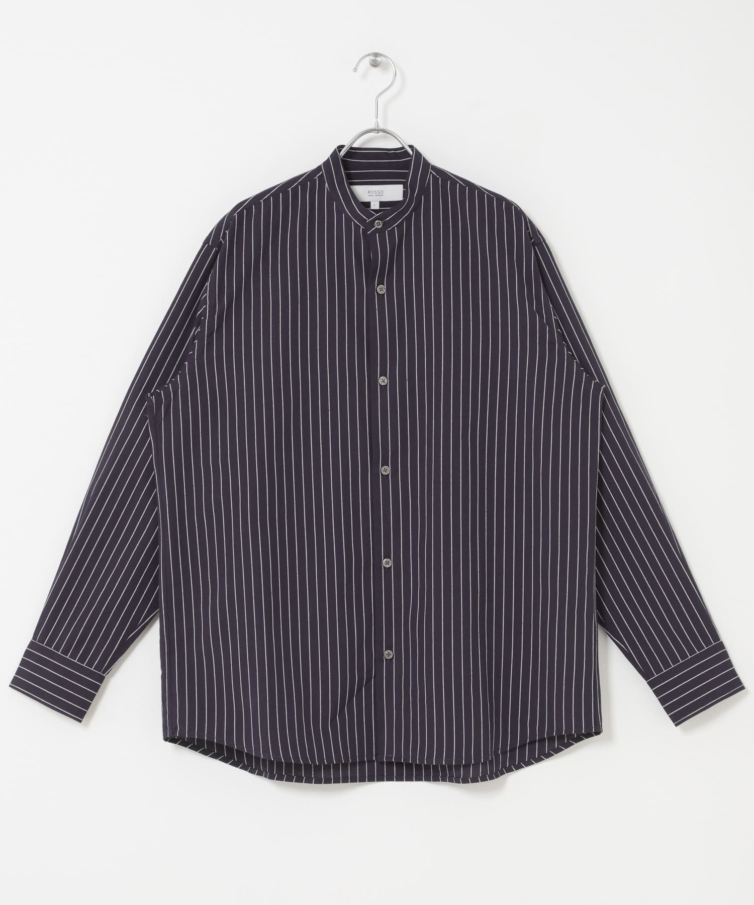 『WEB限定』『イージーケア』『XLサイズあり』アーバンリラックスリネンバンドシャツ NAVY ST S