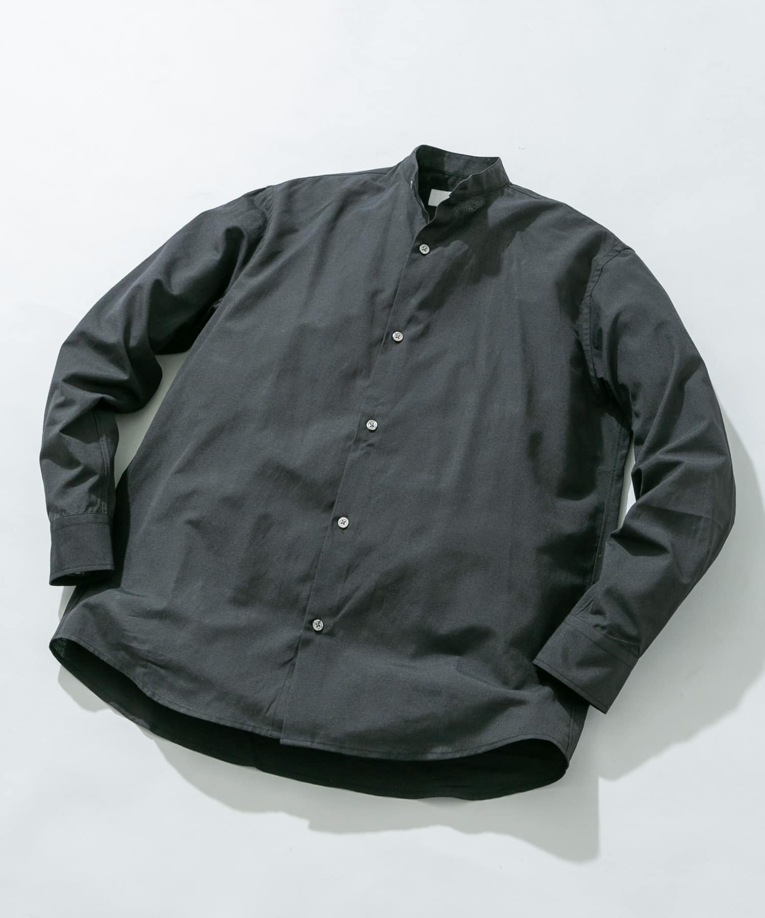 『WEB限定』『イージーケア』『XLサイズあり』アーバンリラックスリネンバンドシャツ BLACK S