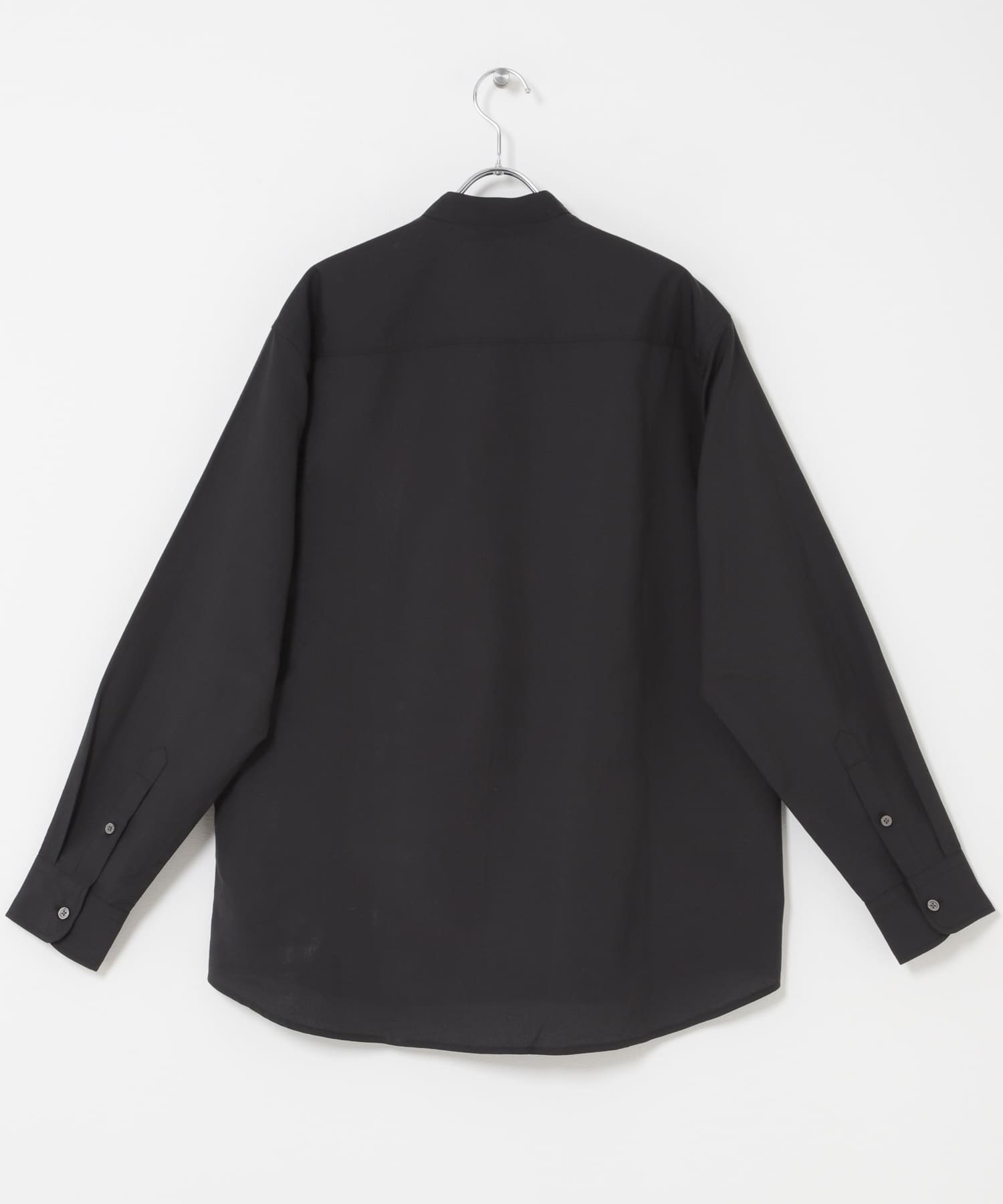 『WEB限定』『イージーケア』『XLサイズあり』アーバンリラックスリネンバンドシャツ BLACK S