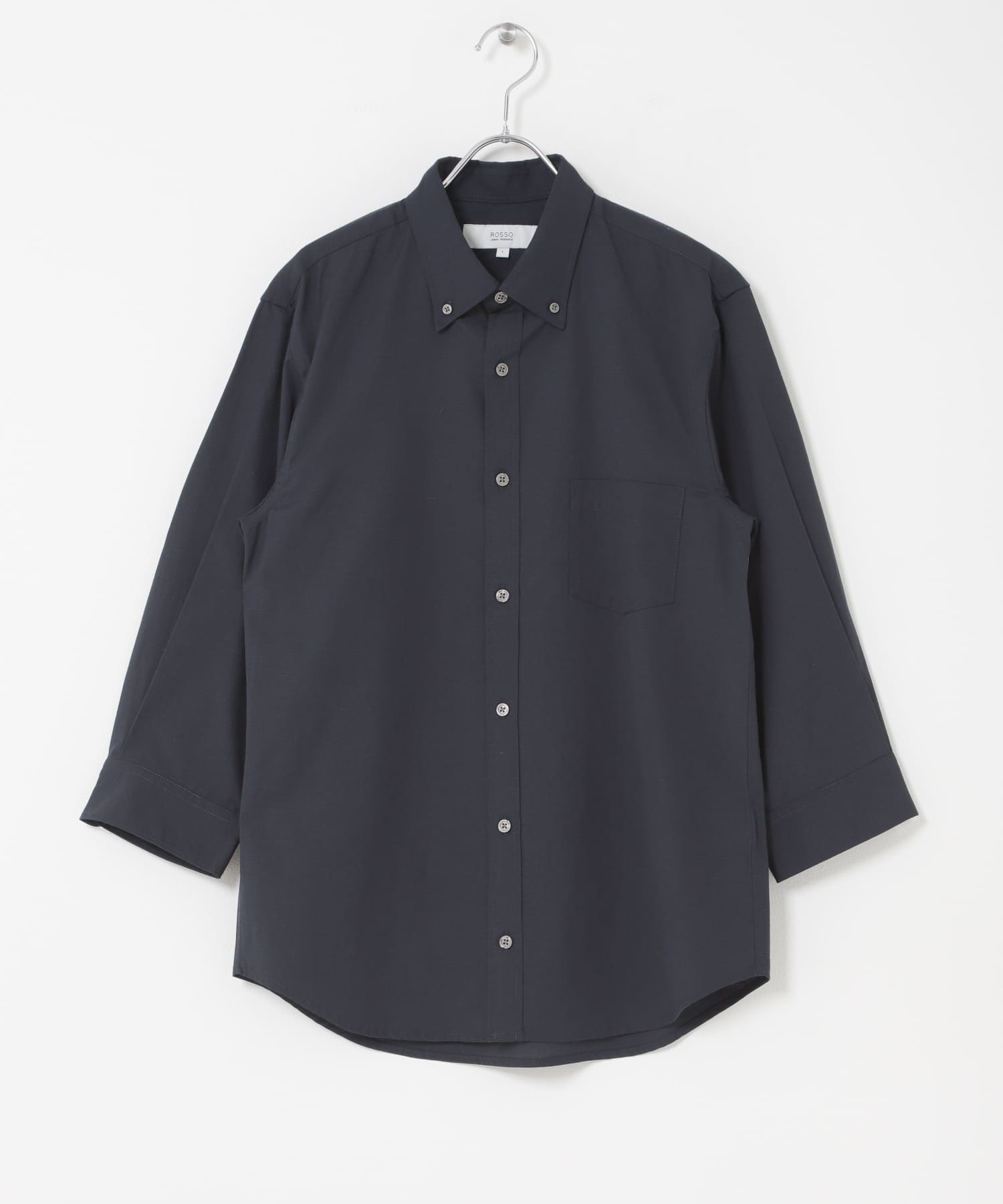 『イージーケア』ハイパフォーマンスリネン七分袖シャツ NAVY S