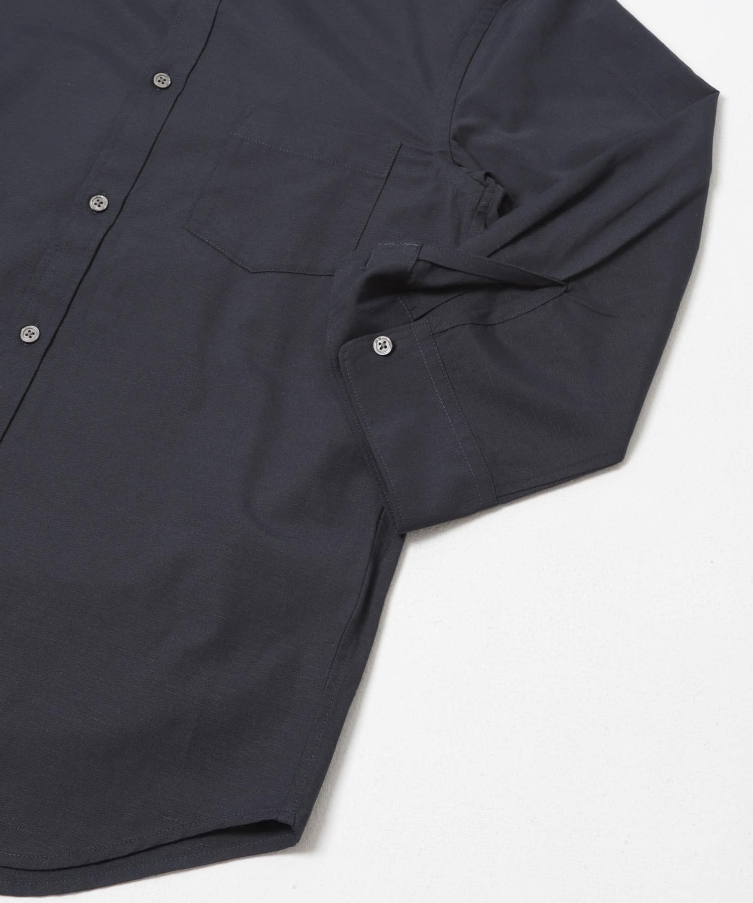 『イージーケア』ハイパフォーマンスリネン七分袖シャツ NAVY S