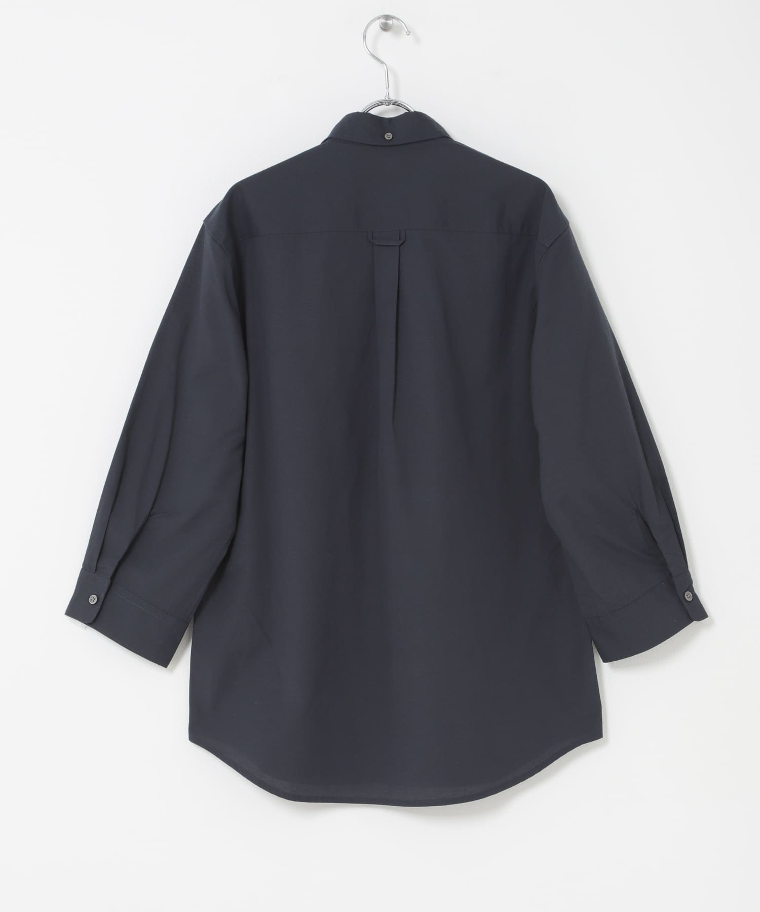 『イージーケア』ハイパフォーマンスリネン七分袖シャツ NAVY S