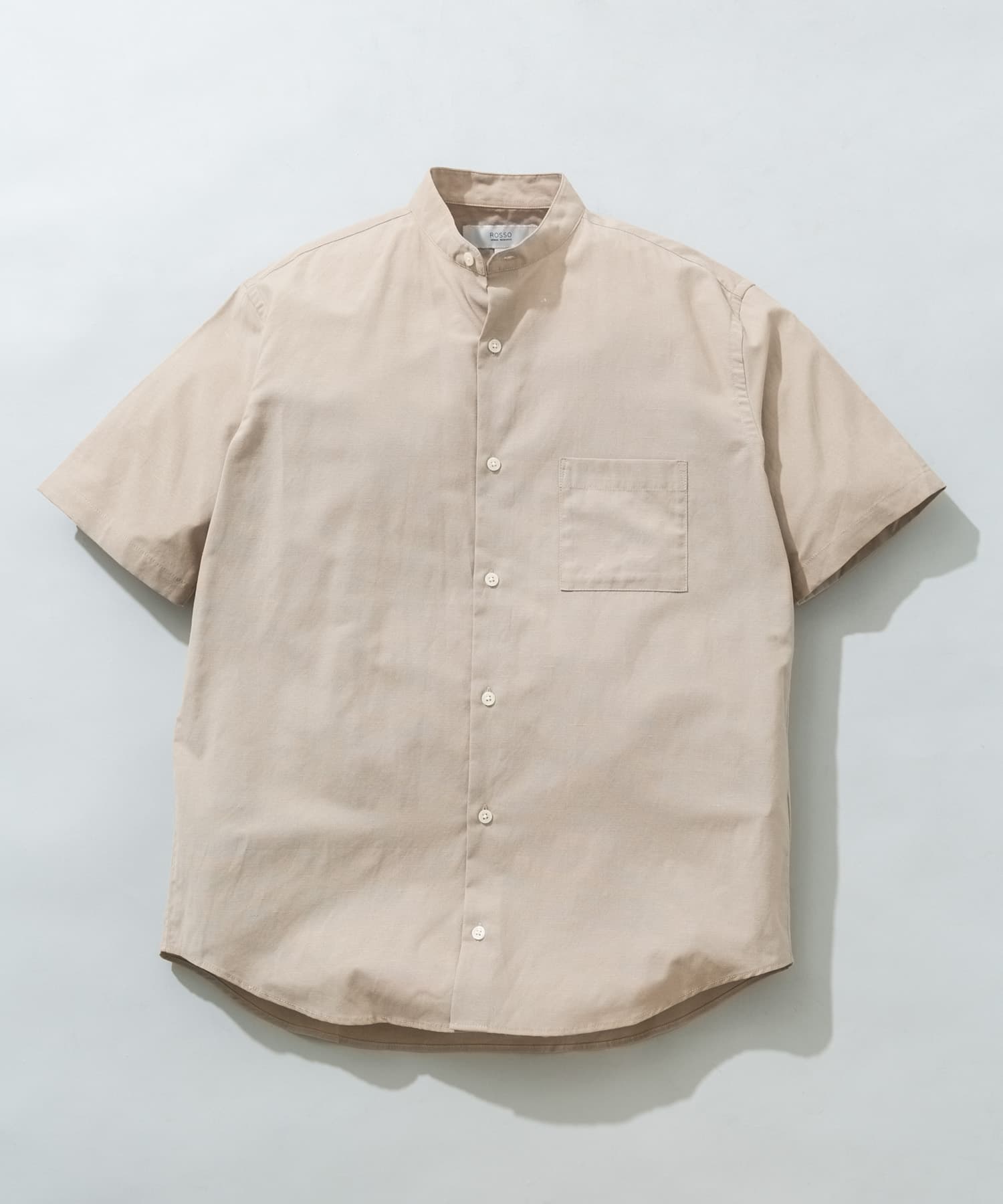 『WEB限定』『イージーケア / XLサイズあり』ハイパフォーマンスリネンバンド半袖シャツ BEIGE M