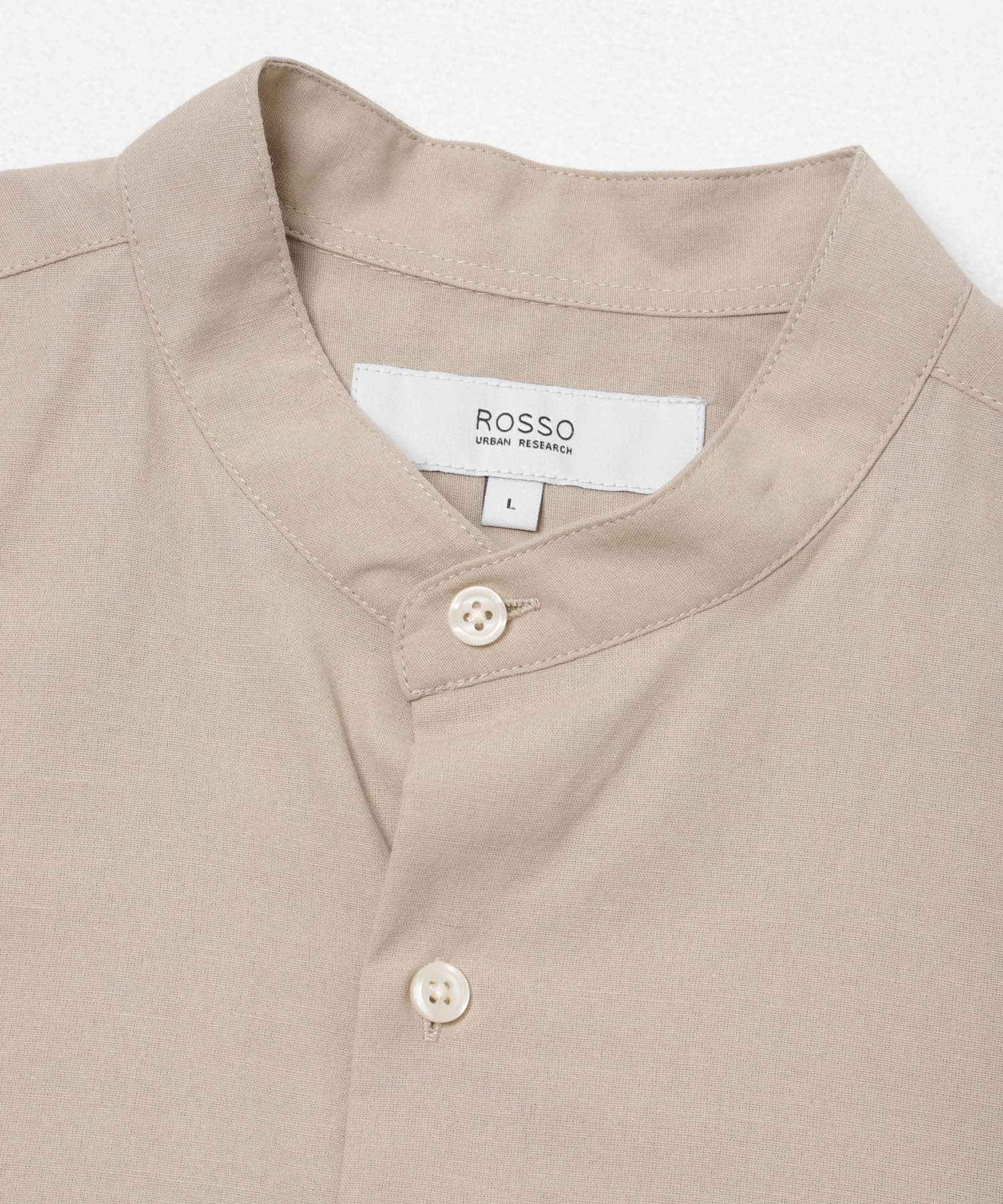 『WEB限定』『イージーケア / XLサイズあり』ハイパフォーマンスリネンバンド半袖シャツ BEIGE S