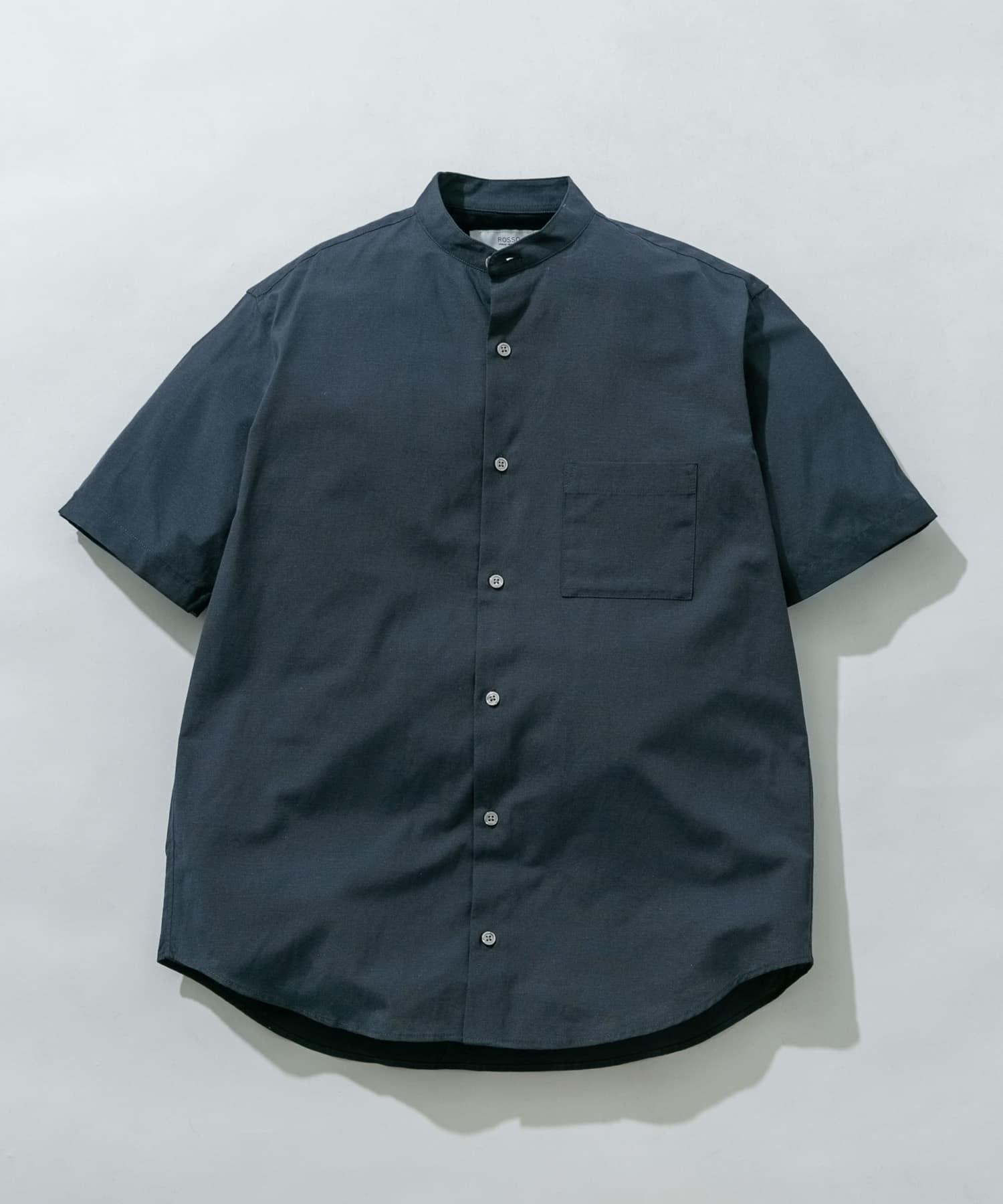『WEB限定』『イージーケア / XLサイズあり』ハイパフォーマンスリネンバンド半袖シャツ NAVY S