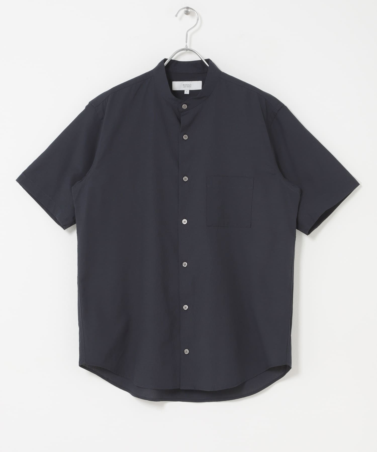 『WEB限定』『イージーケア / XLサイズあり』ハイパフォーマンスリネンバンド半袖シャツ NAVY S