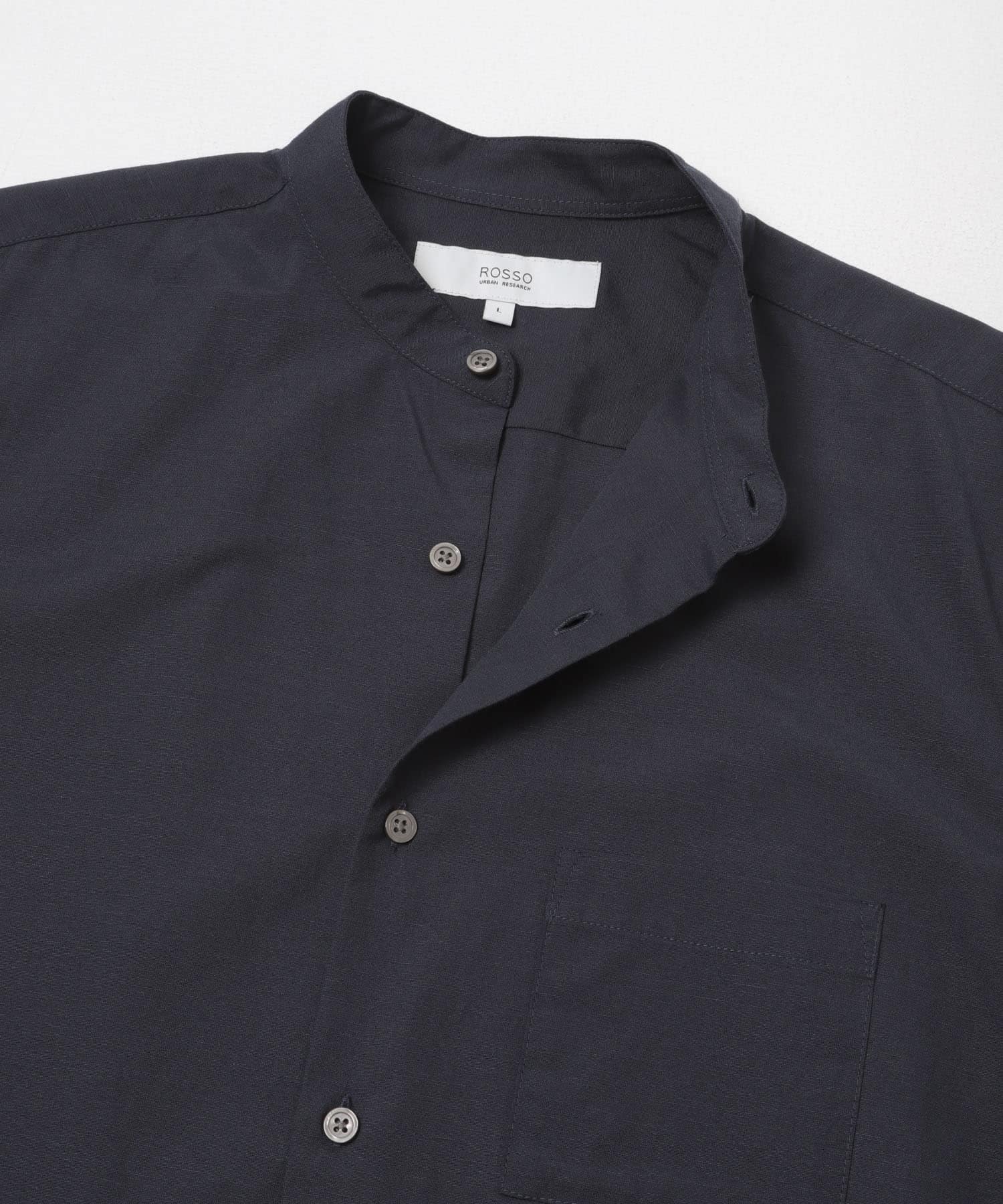 『WEB限定』『イージーケア / XLサイズあり』ハイパフォーマンスリネンバンド半袖シャツ NAVY S