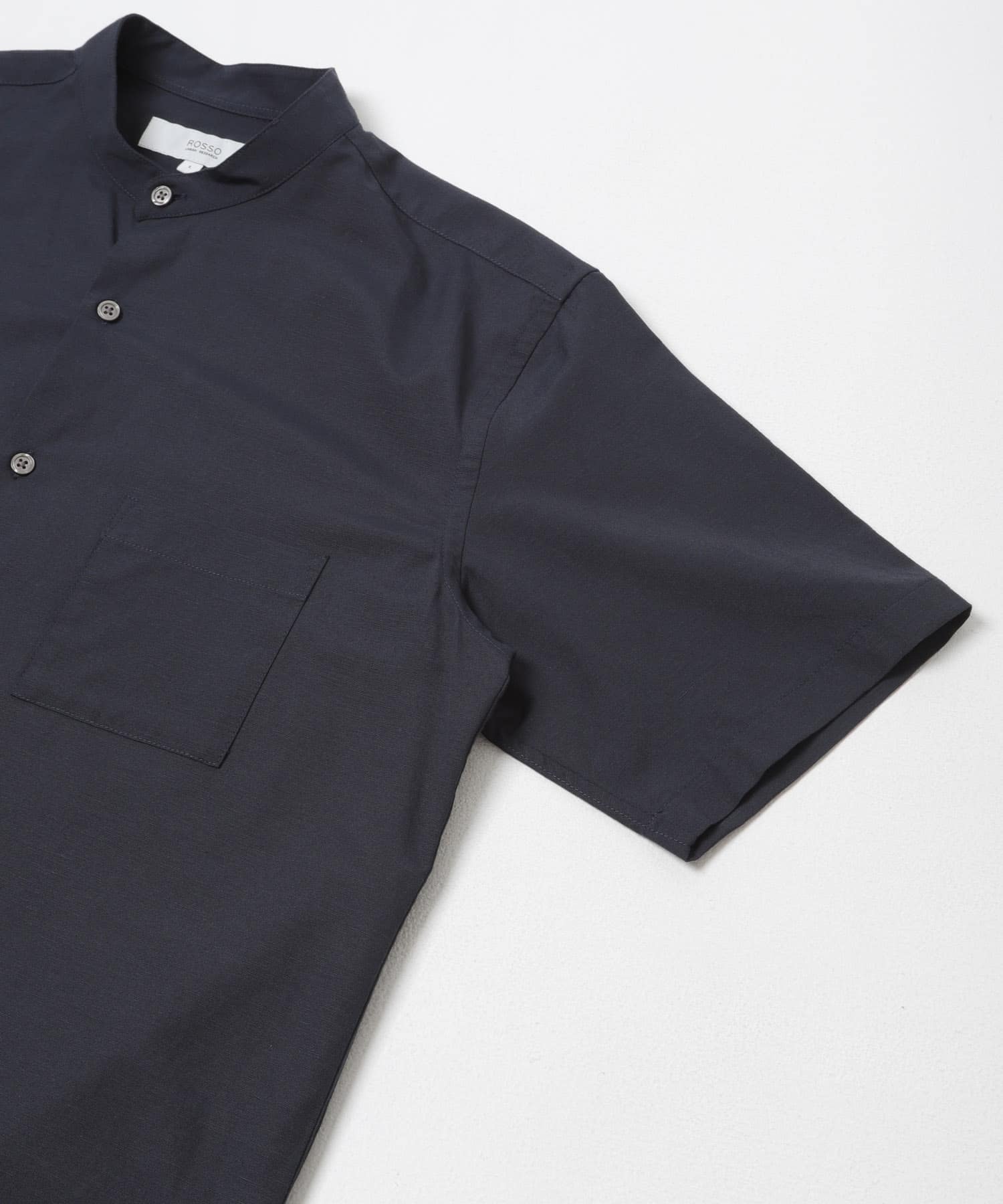 『WEB限定』『イージーケア / XLサイズあり』ハイパフォーマンスリネンバンド半袖シャツ NAVY S