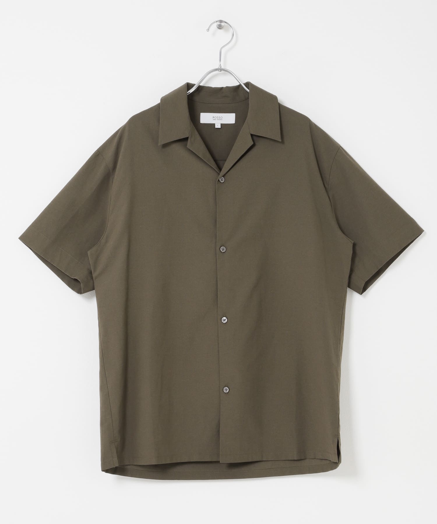 『イージーケア / XLサイズあり』アーバンリラックスリネンオープンカラーシャツ KHAKI M