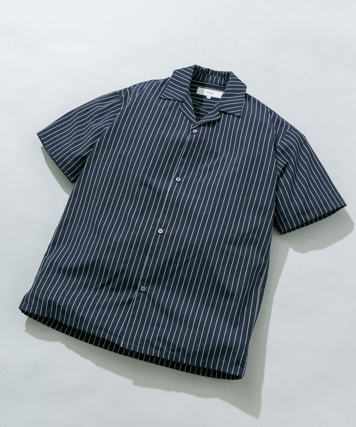 『イージーケア / XLサイズあり』アーバンリラックスリネンオープンカラーシャツ NAVY ST L