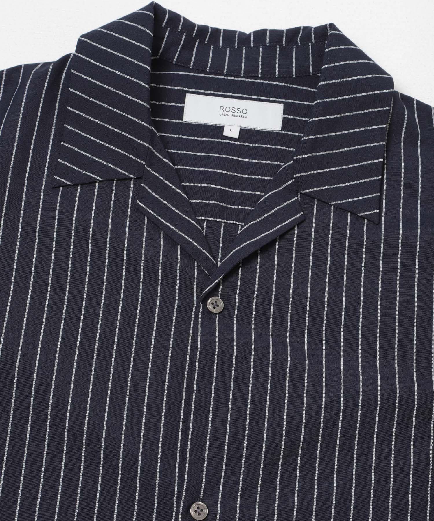 『イージーケア / XLサイズあり』アーバンリラックスリネンオープンカラーシャツ NAVY ST M
