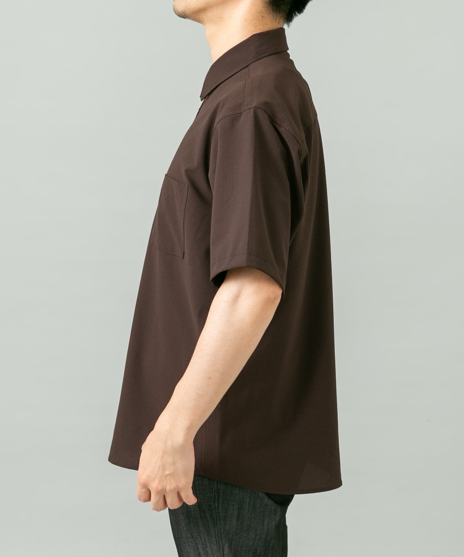 『WEB限定』『XLサイズあり』『吸水速乾』Air Stretch レギュラーカラーシャツ BROWN S