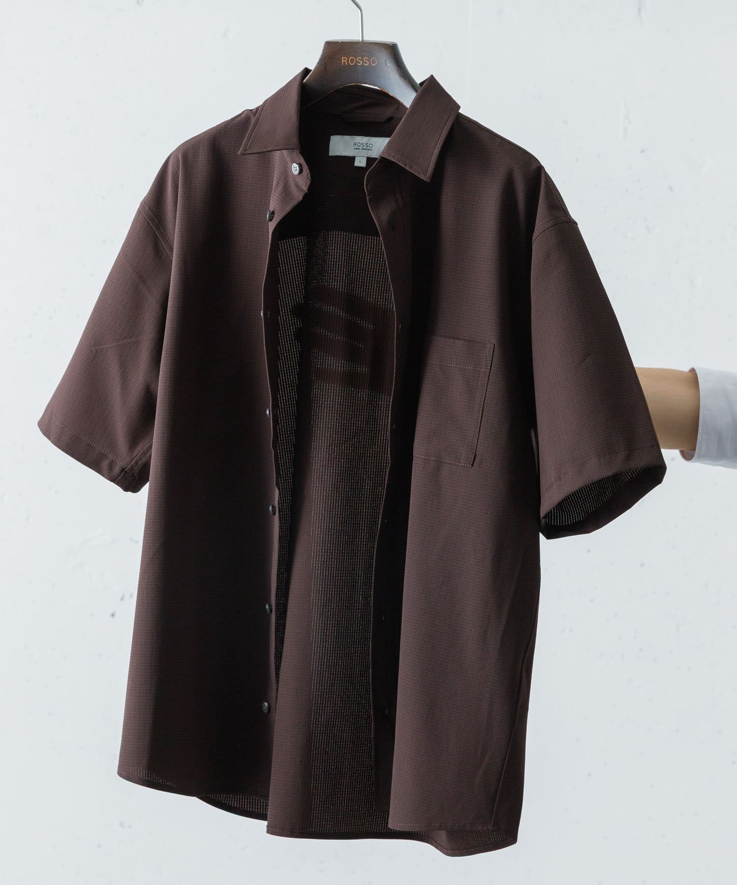 『WEB限定』『XLサイズあり』『吸水速乾』Air Stretch レギュラーカラーシャツ BROWN S
