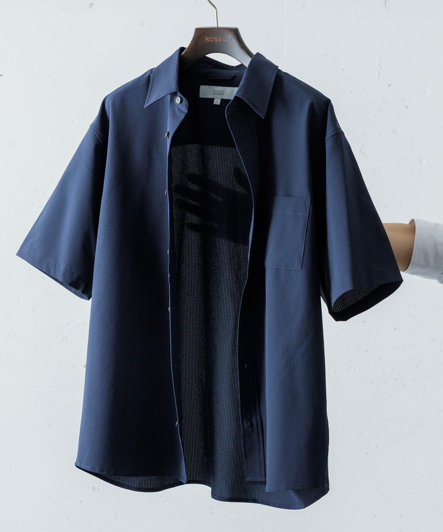『WEB限定』『XLサイズあり』『吸水速乾』Air Stretch レギュラーカラーシャツ NAVY S