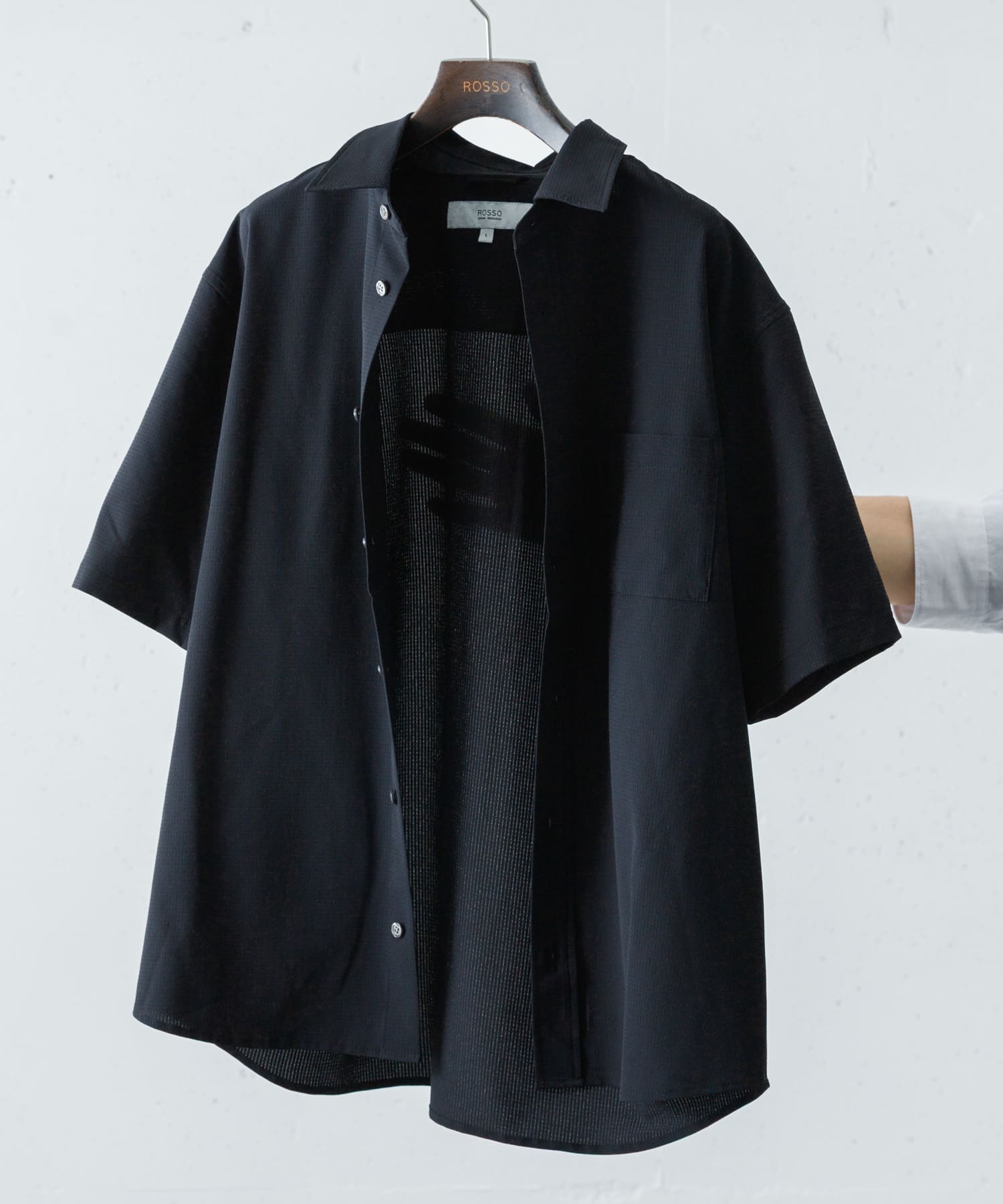 『WEB限定』『XLサイズあり』『吸水速乾』Air Stretch レギュラーカラーシャツ BLACK S