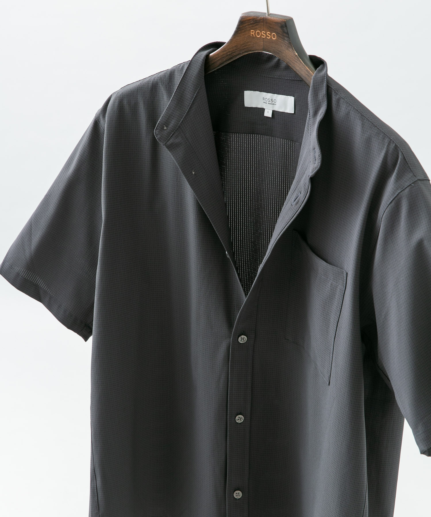 『WEB限定』『XLサイズあり』『吸水速乾』Air Stretch バンドカラーシャツ CHARCOAL S