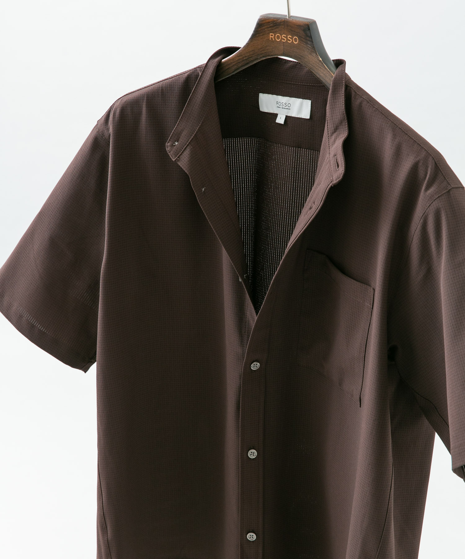 『WEB限定』『XLサイズあり』『吸水速乾』Air Stretch バンドカラーシャツ BROWN S