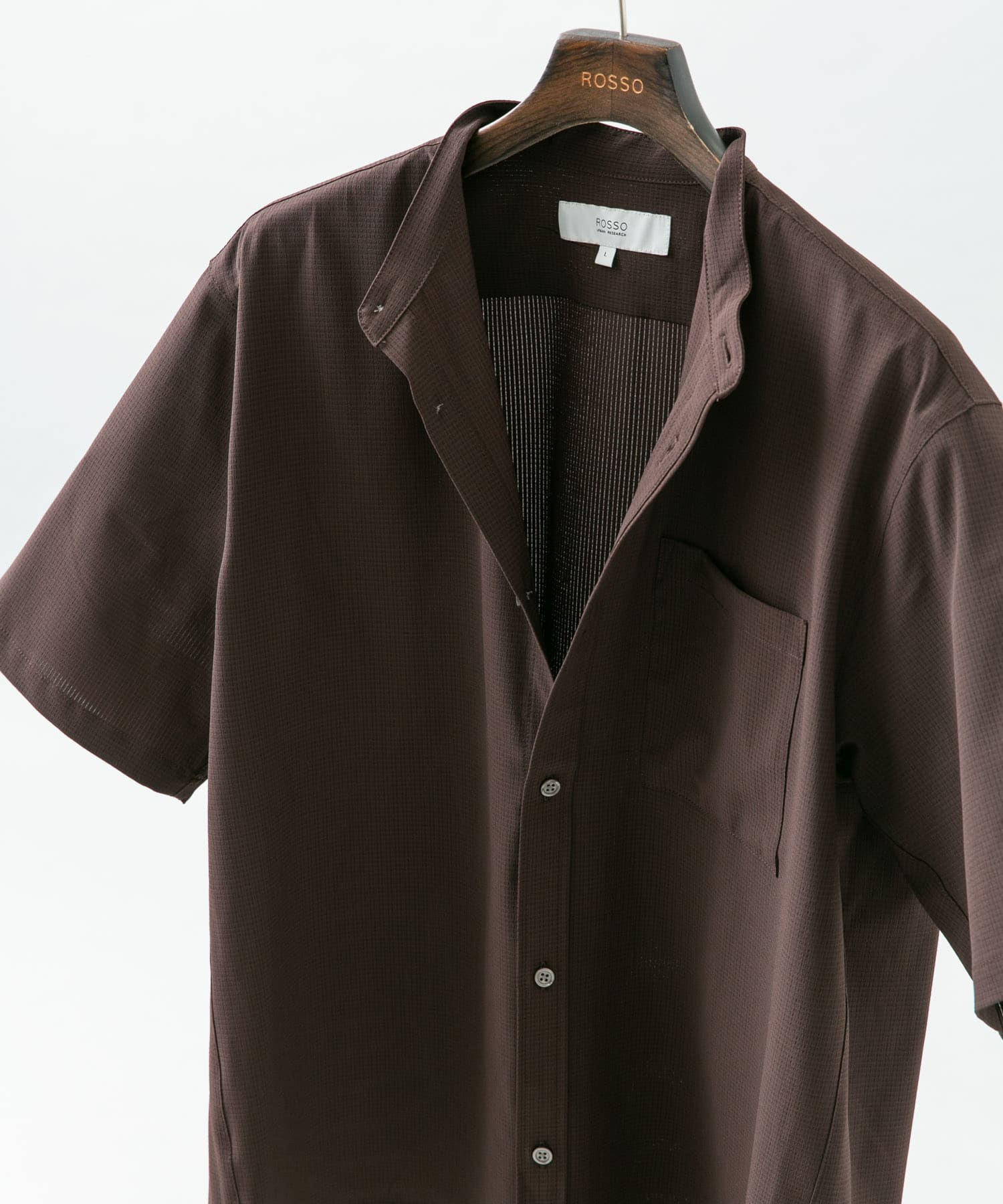 『WEB限定』『XLサイズあり』『吸水速乾』Air Stretch バンドカラーシャツ BROWN S