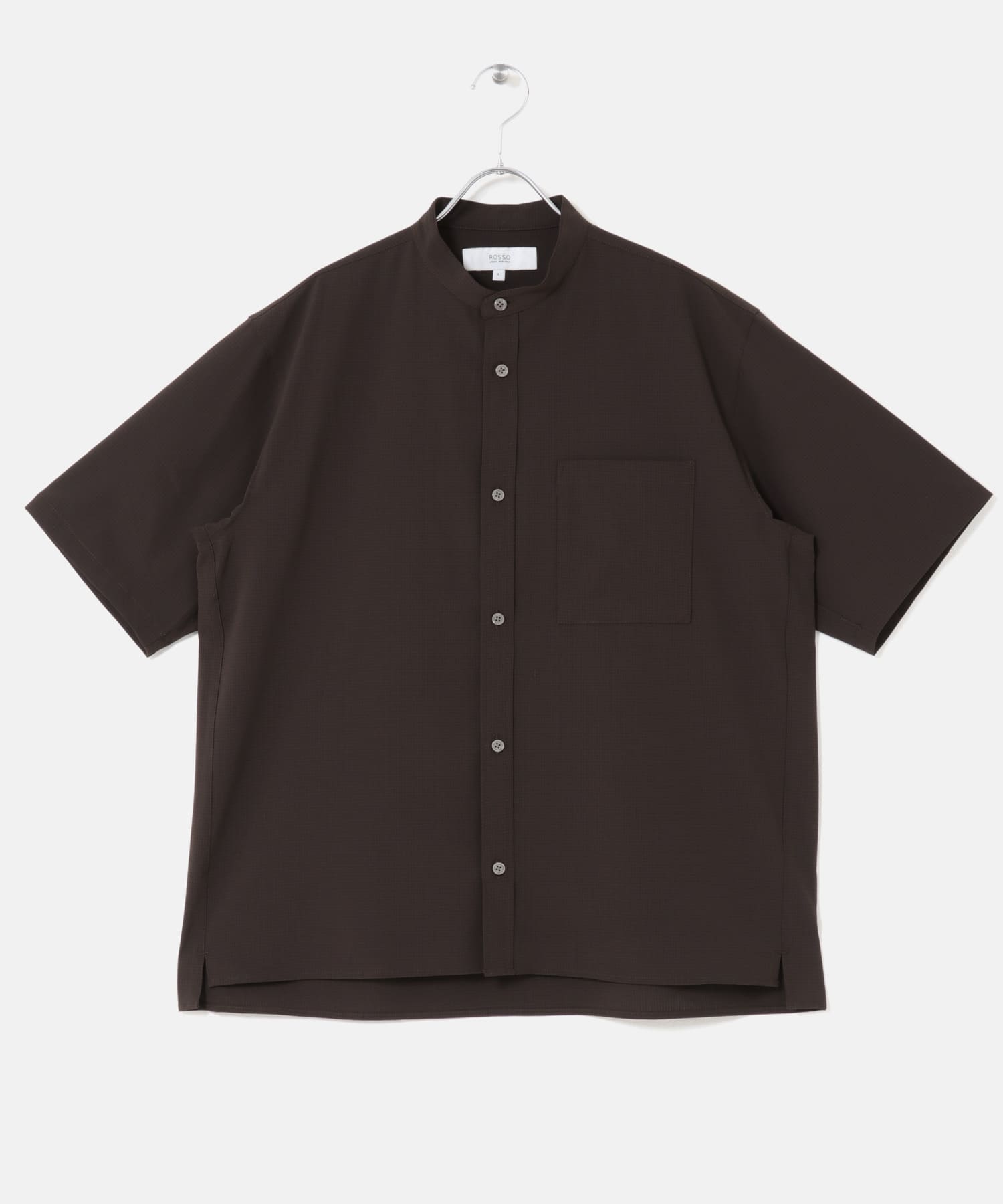 『WEB限定』『XLサイズあり』『吸水速乾』Air Stretch バンドカラーシャツ BROWN S