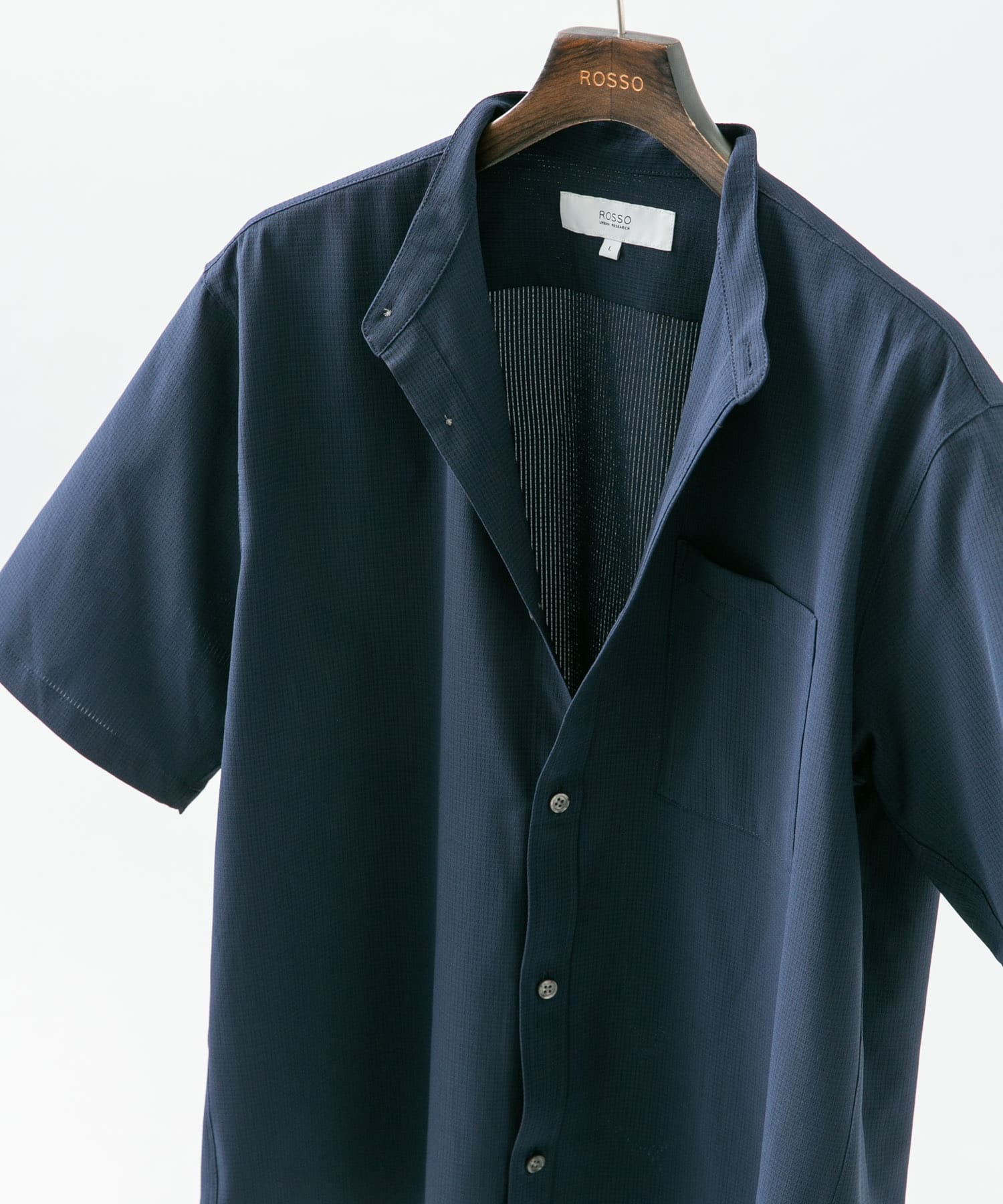 『WEB限定』『XLサイズあり』『吸水速乾』Air Stretch バンドカラーシャツ NAVY M