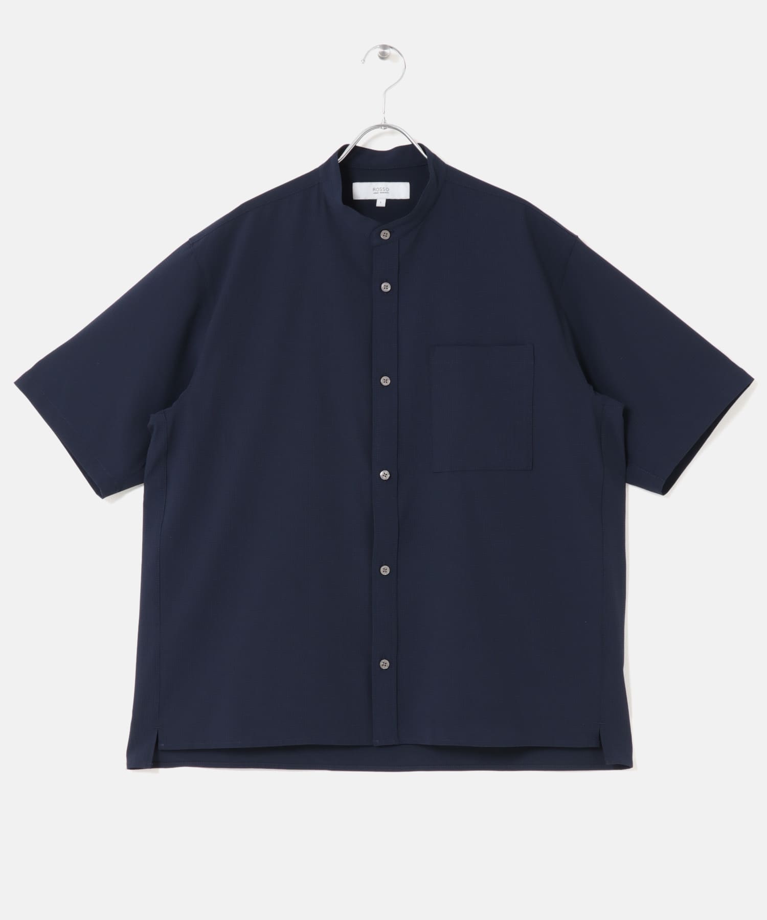 『WEB限定』『XLサイズあり』『吸水速乾』Air Stretch バンドカラーシャツ NAVY S