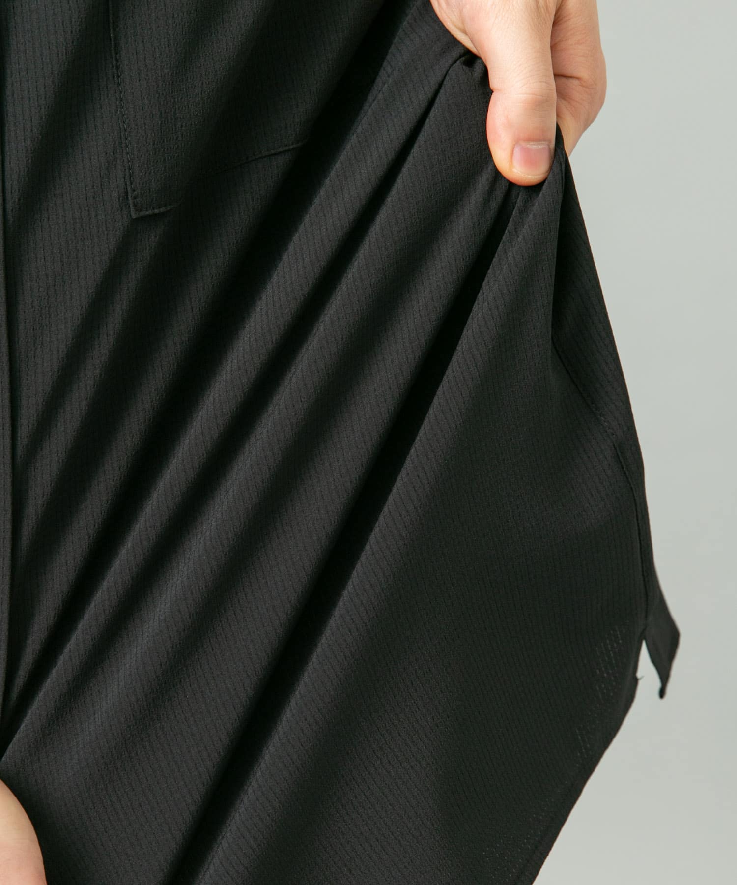 『WEB限定』『XLサイズあり』『吸水速乾』Air Stretch バンドカラーシャツ BLACK S