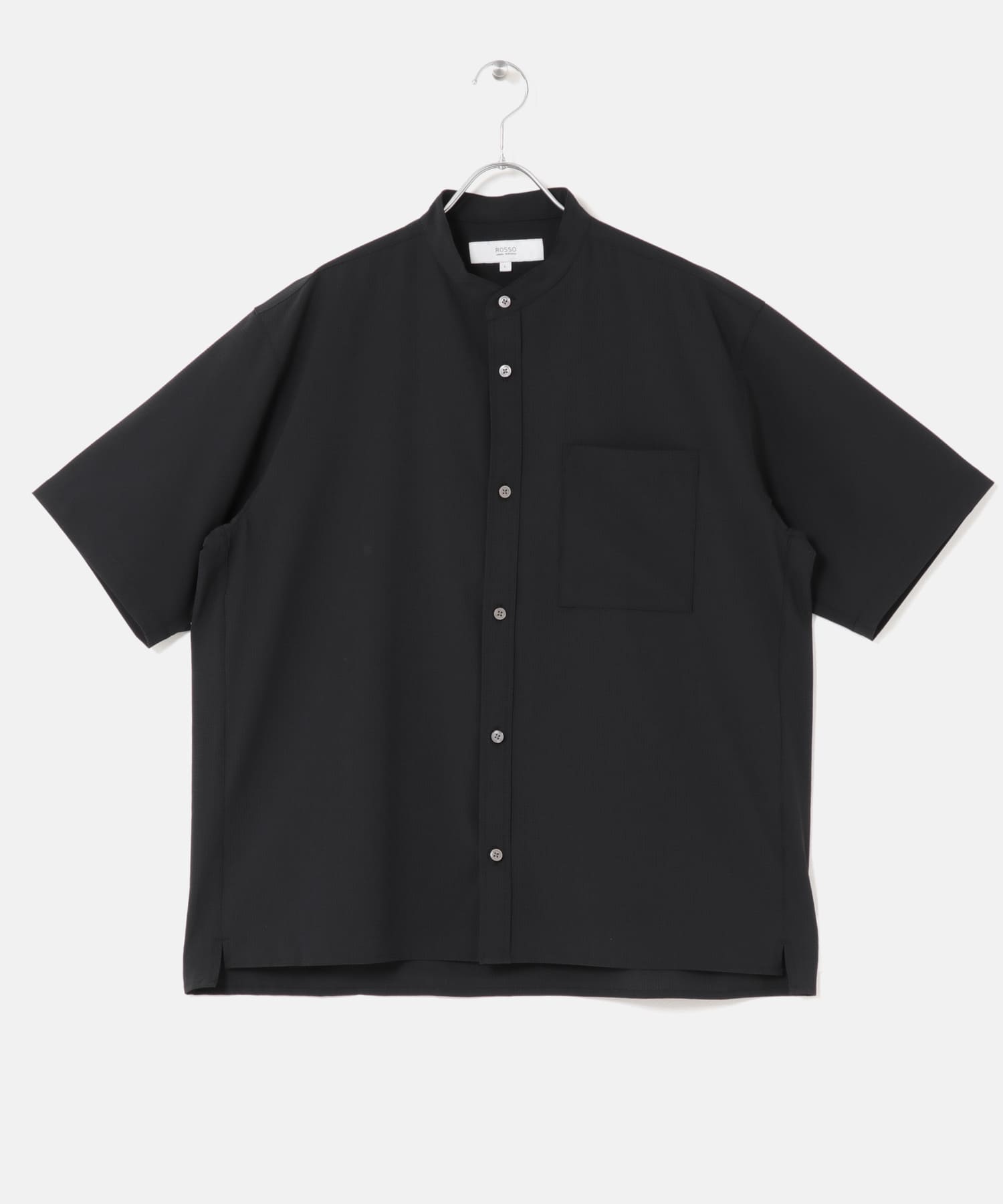 『WEB限定』『XLサイズあり』『吸水速乾』Air Stretch バンドカラーシャツ BLACK S