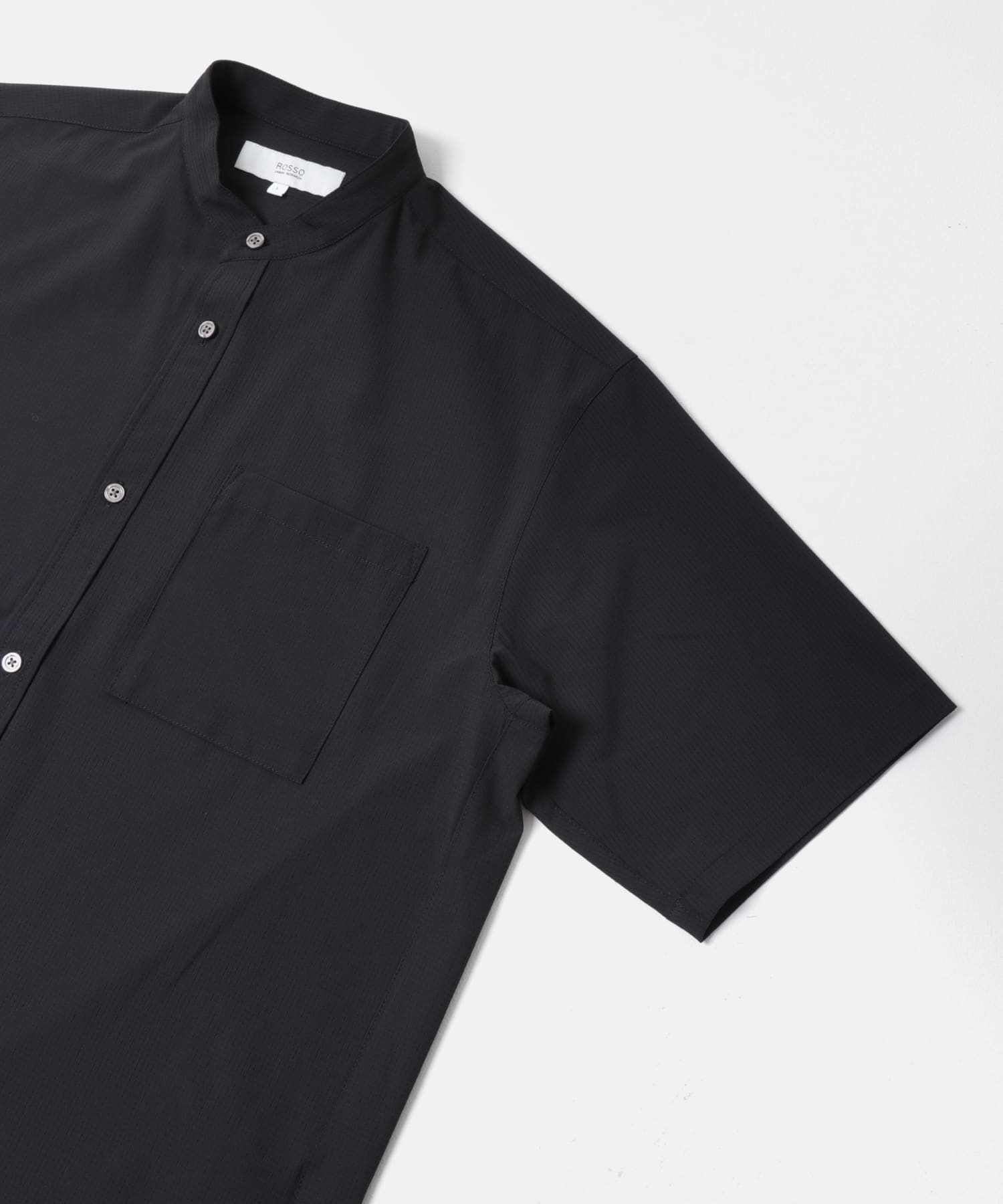 『WEB限定』『XLサイズあり』『吸水速乾』Air Stretch バンドカラーシャツ BLACK S