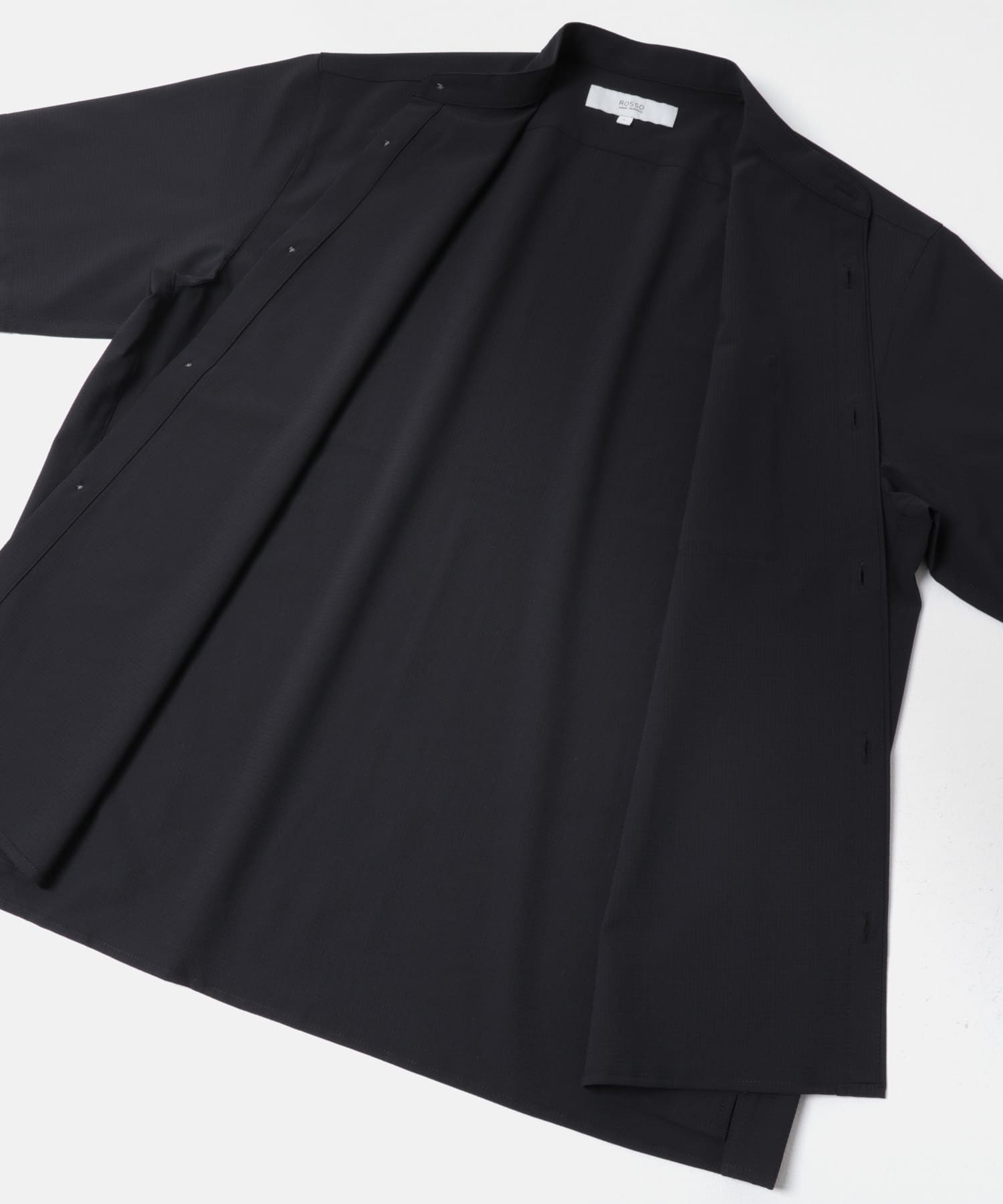 『WEB限定』『XLサイズあり』『吸水速乾』Air Stretch バンドカラーシャツ BLACK S