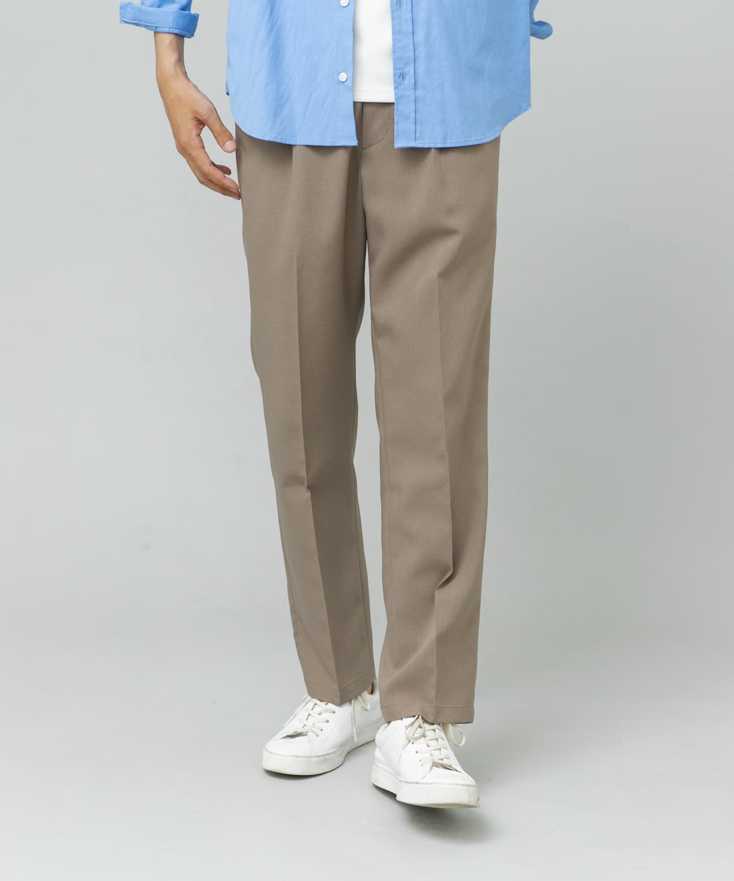 『セットアップ対応』『防シワ』サマーウール調ストレートスラックス