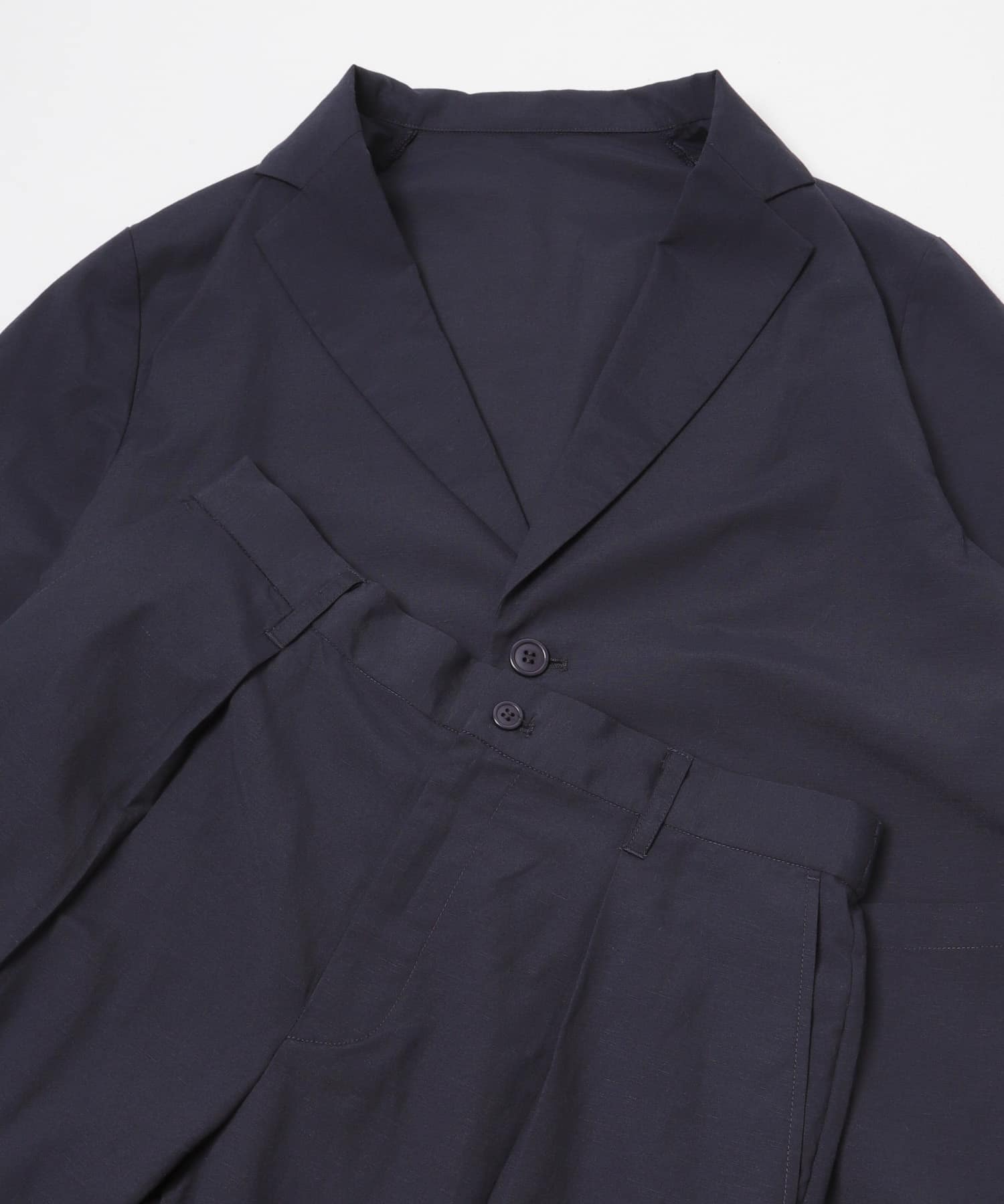 『イージーケア』『XLサイズあり』ハイパフォーマンスリネンセットアップ NAVY S