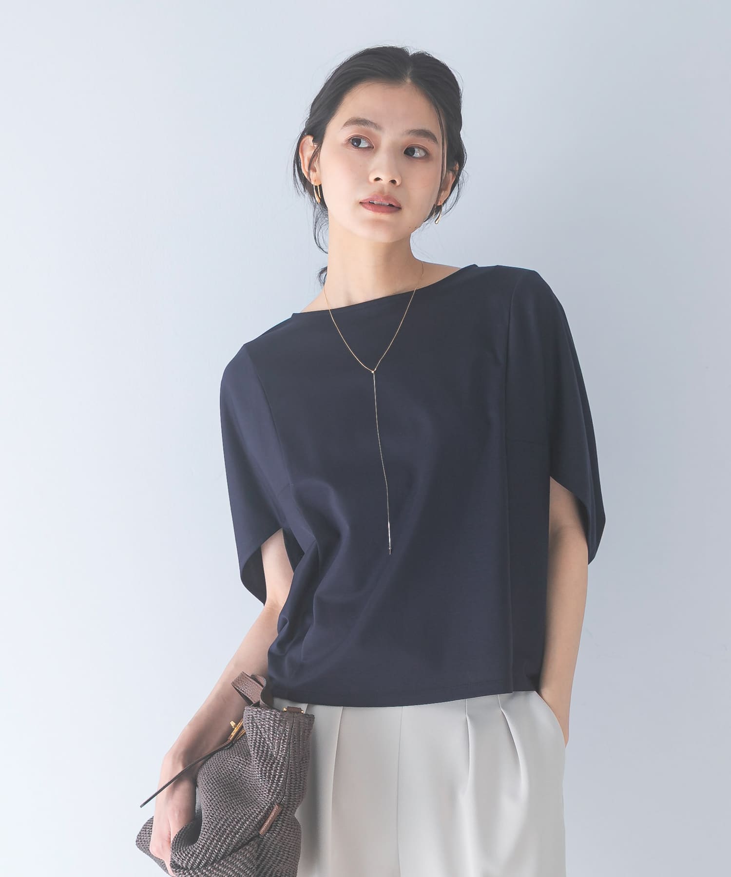 『WEB/一部店舗限定』UVカットクールタッチ5分袖ドルマンプルオーバー
