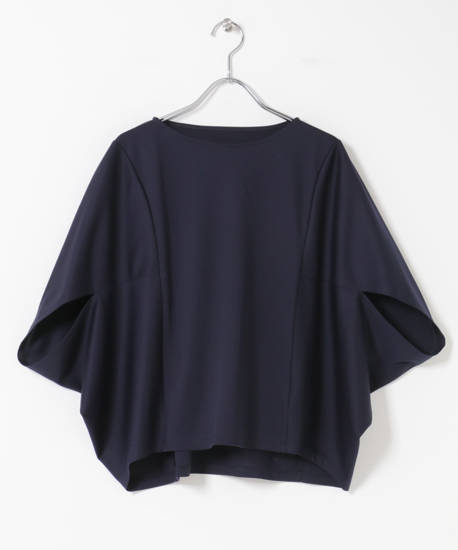 『WEB/一部店舗限定』UVカットクールタッチ5分袖ドルマンプルオーバー NAVY Free