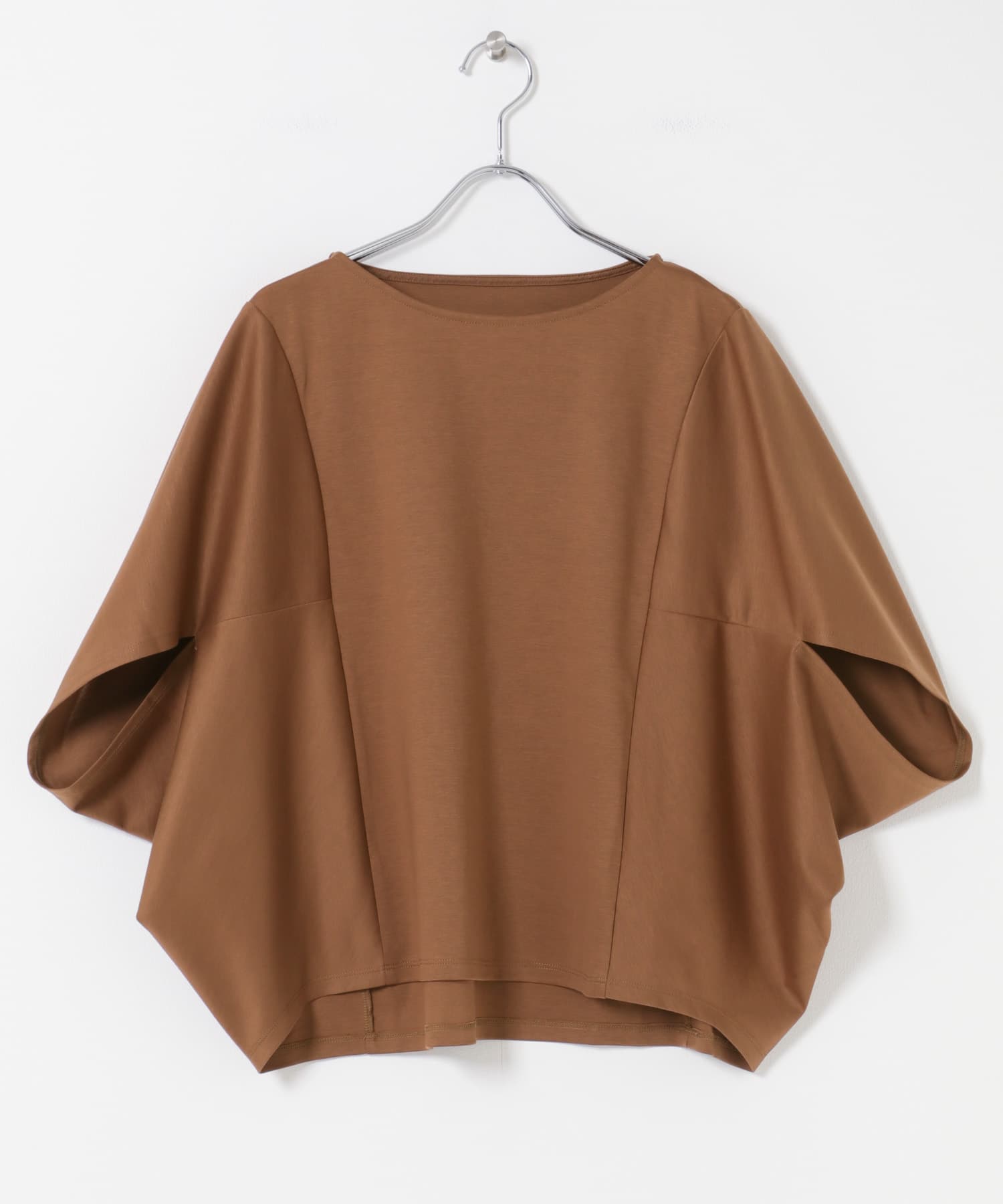 『WEB/一部店舗限定』UVカットクールタッチ5分袖ドルマンプルオーバー CAMEL Free