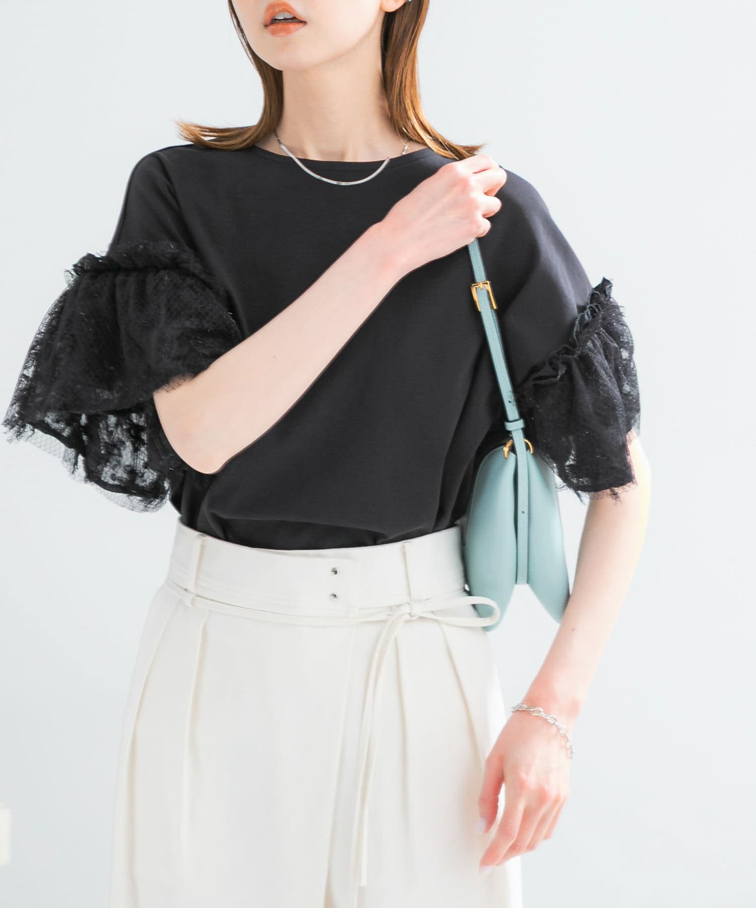 チュールドッキングTEEブラウス