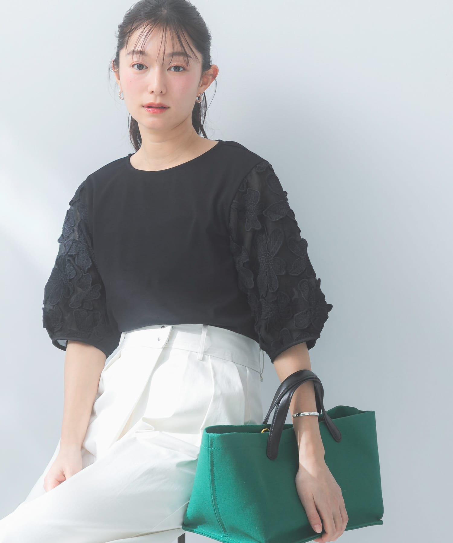 『WEB/一部店舗限定』フラワードッキングカットソー