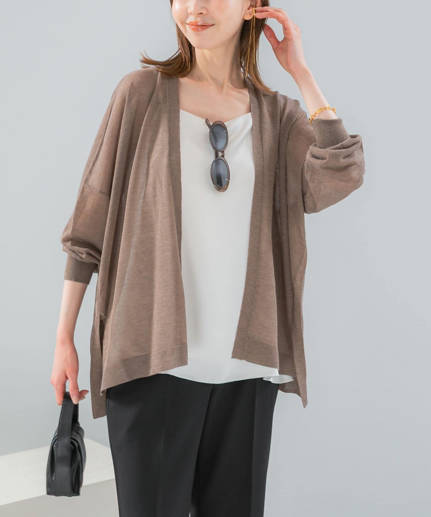 接触冷感シアーカーディガン