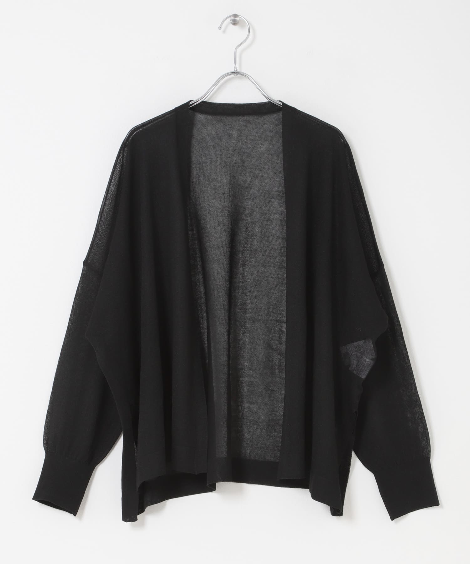 接触冷感シアーカーディガン BLACK Free