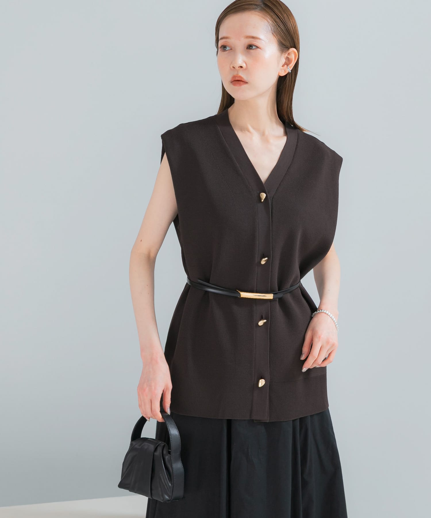 ショルダータックニットベスト(Free DARK BROWN): トップス｜URBAN