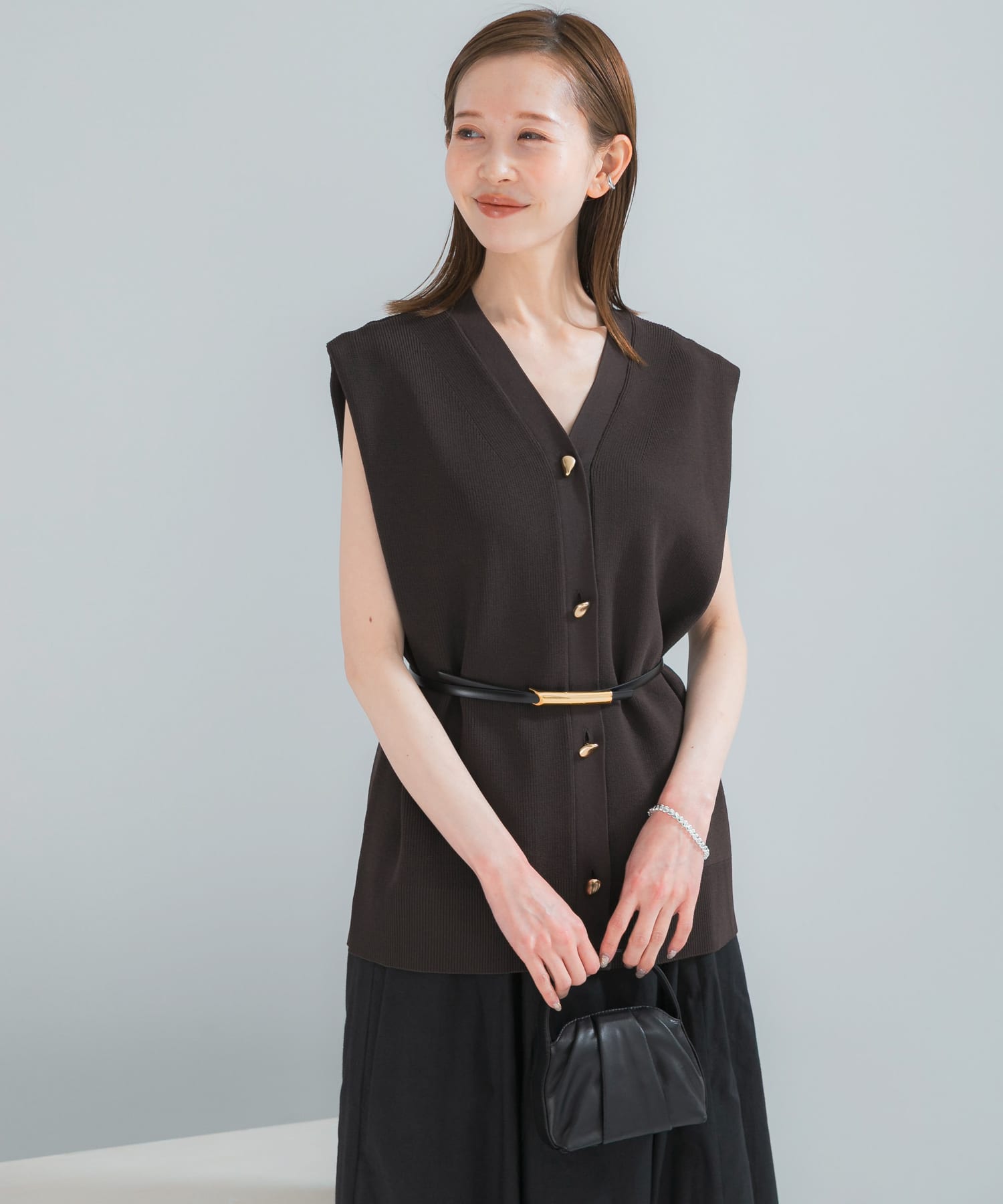 ショルダータックニットベスト(Free DARK BROWN): トップス｜URBAN